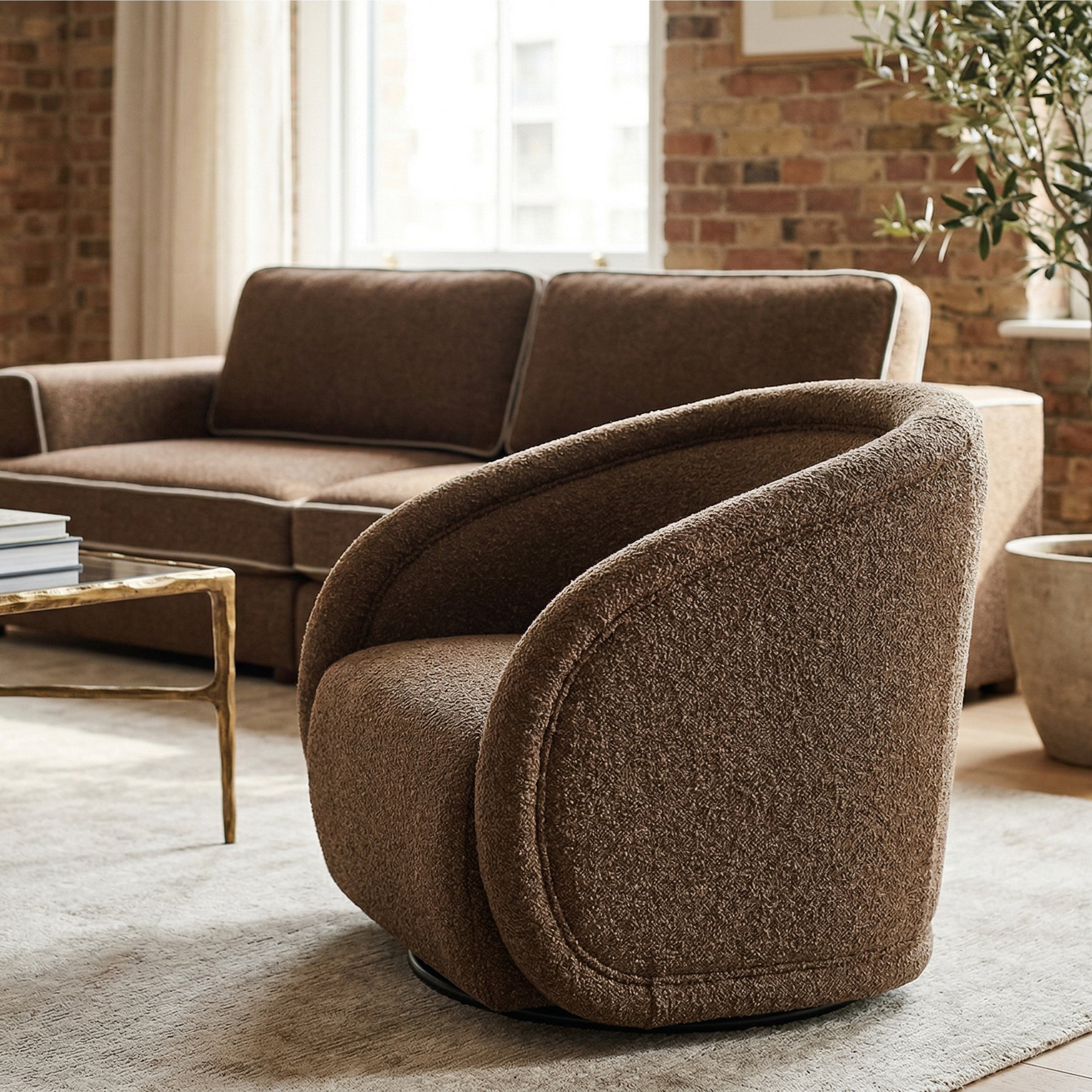 Alice Swivel Occasional Chair - Capela Fennel Seed | Matt Black Metal (Crib 5) by Liang & Eimil
