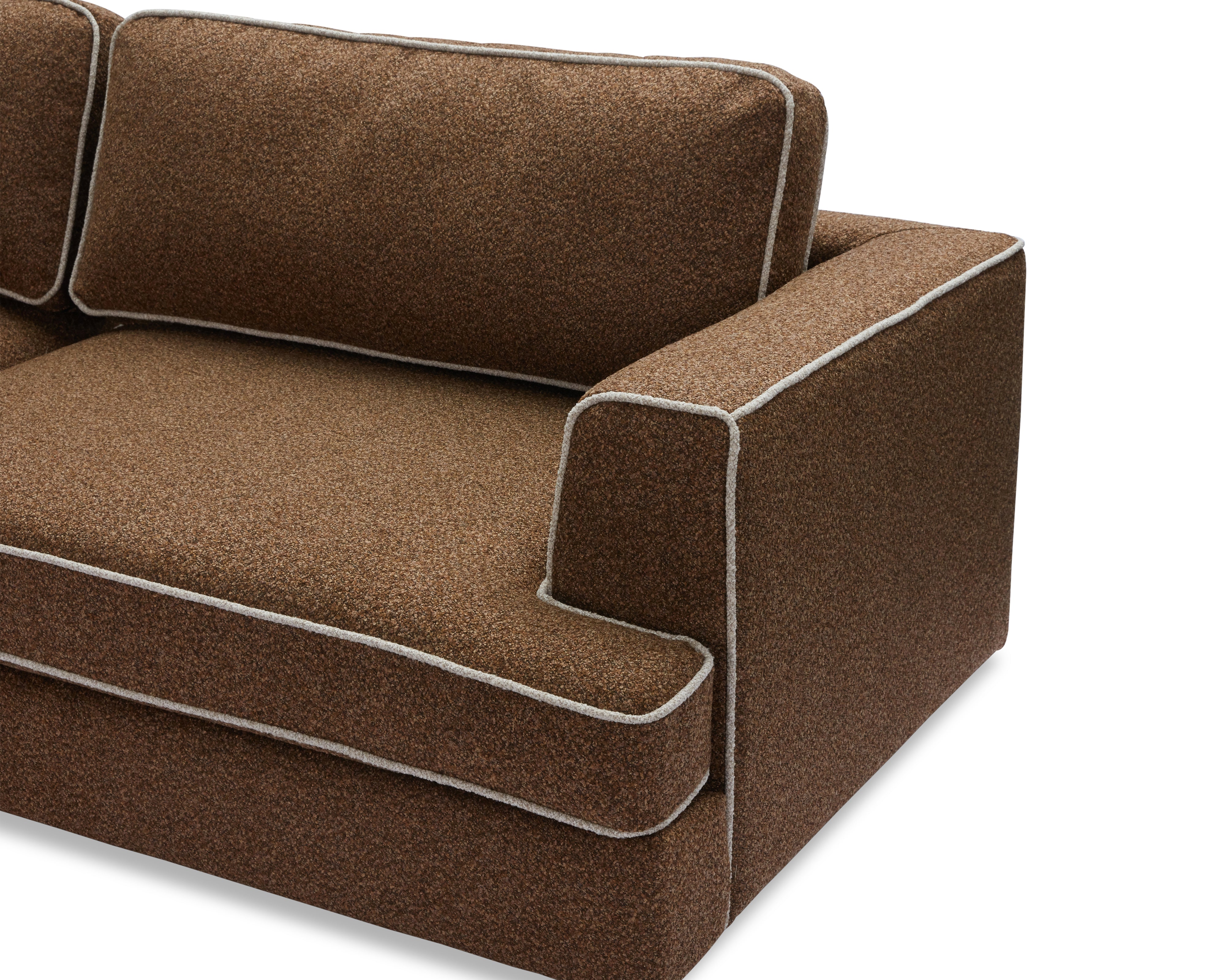 Cameron Sofa - Capela Fennel Seed with Capela Sand Piping | Dark Brown Solid Wood (Crib 5) by Liang & Eimil