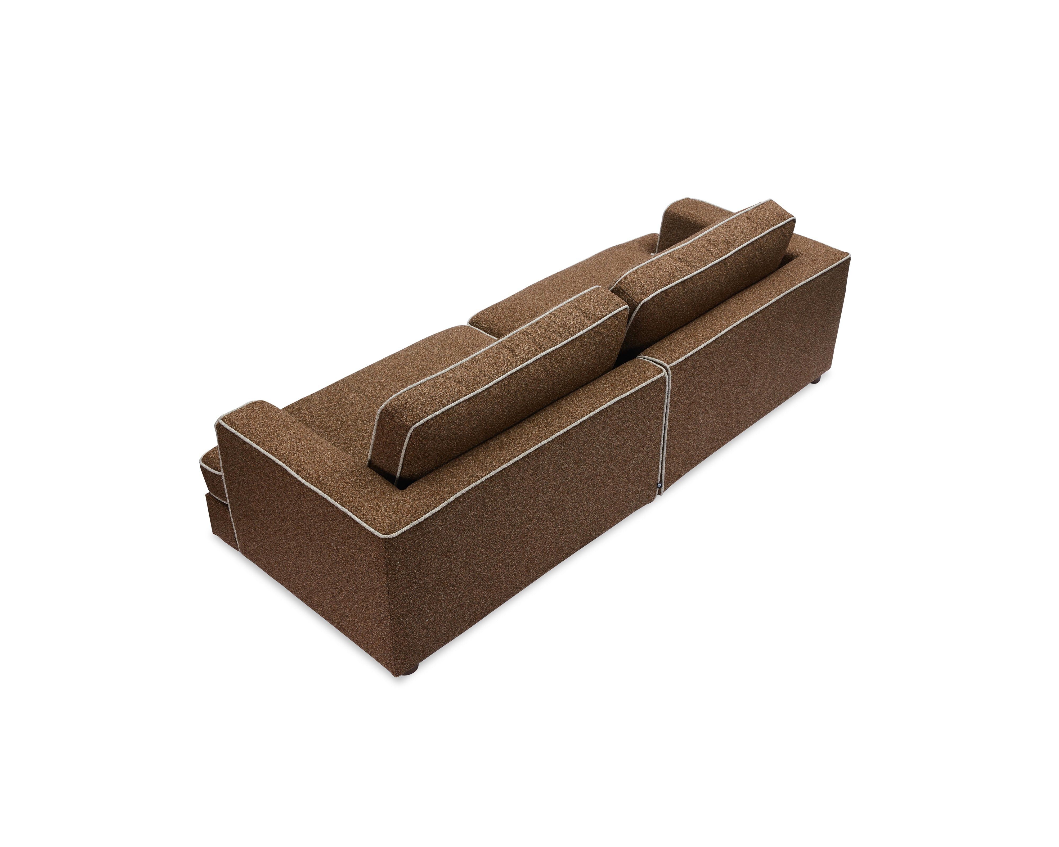 Cameron Sofa - Capela Fennel Seed with Capela Sand Piping | Dark Brown Solid Wood (Crib 5) by Liang & Eimil