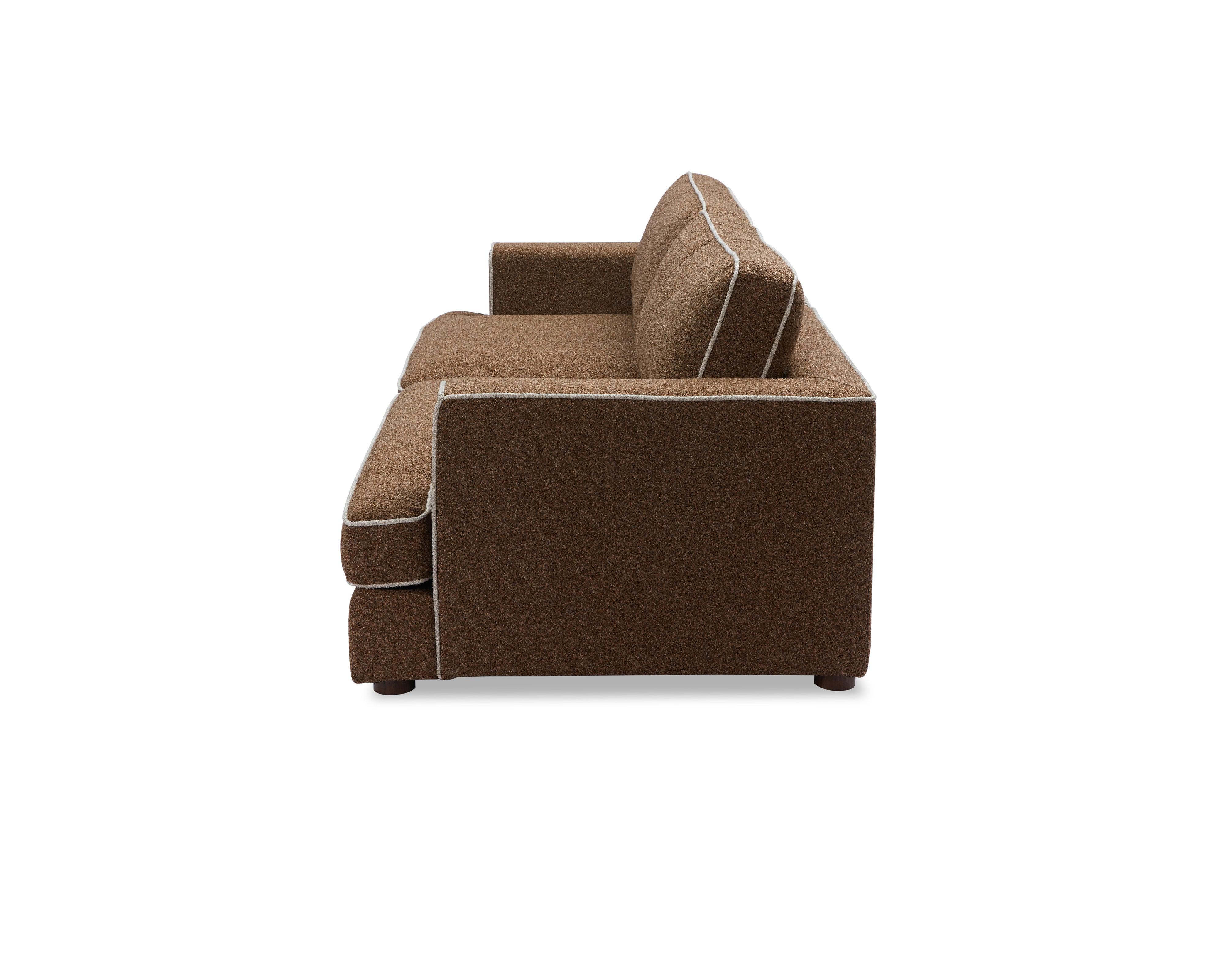 Cameron Sofa - Capela Fennel Seed with Capela Sand Piping | Dark Brown Solid Wood (Crib 5) by Liang & Eimil