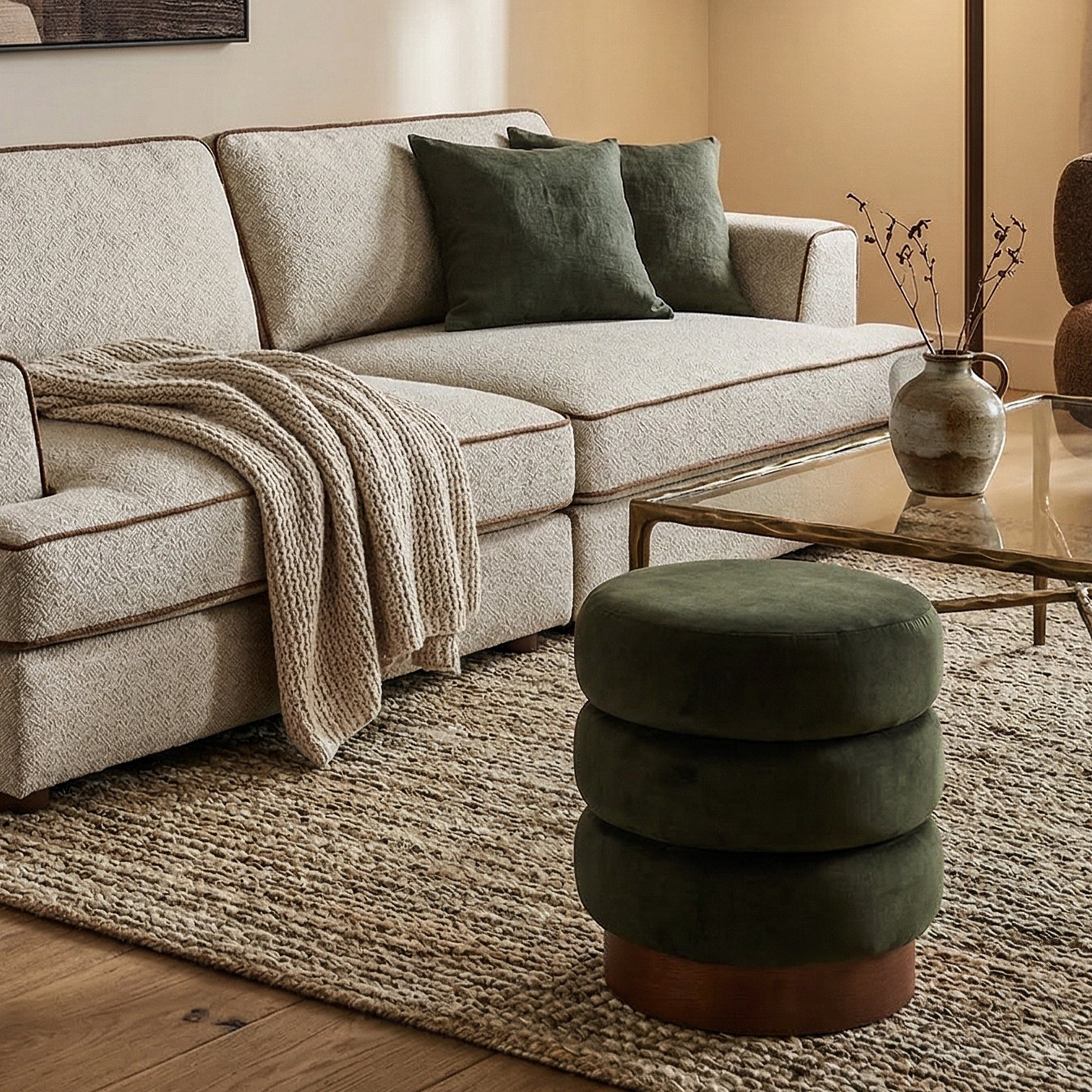 Trace Footstool - Hopper Moss | Mid Brown Oak Sold Wood (Crib 5) by Liang & Eimil