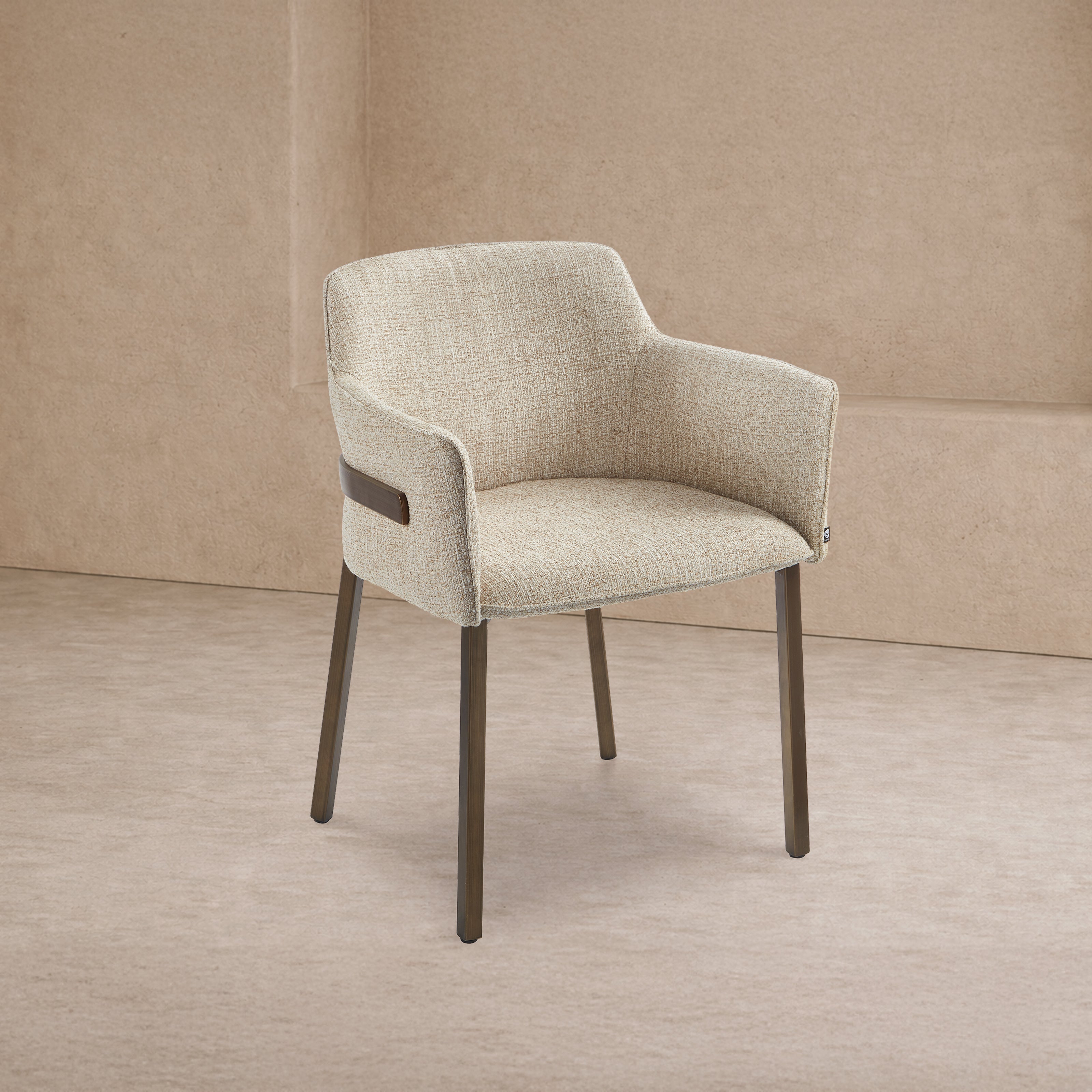 Tessa Dining Chair (set of 2) - (Crib 5) Field Beige Fabric & Hairline Antique Brass by Liang & Eimil