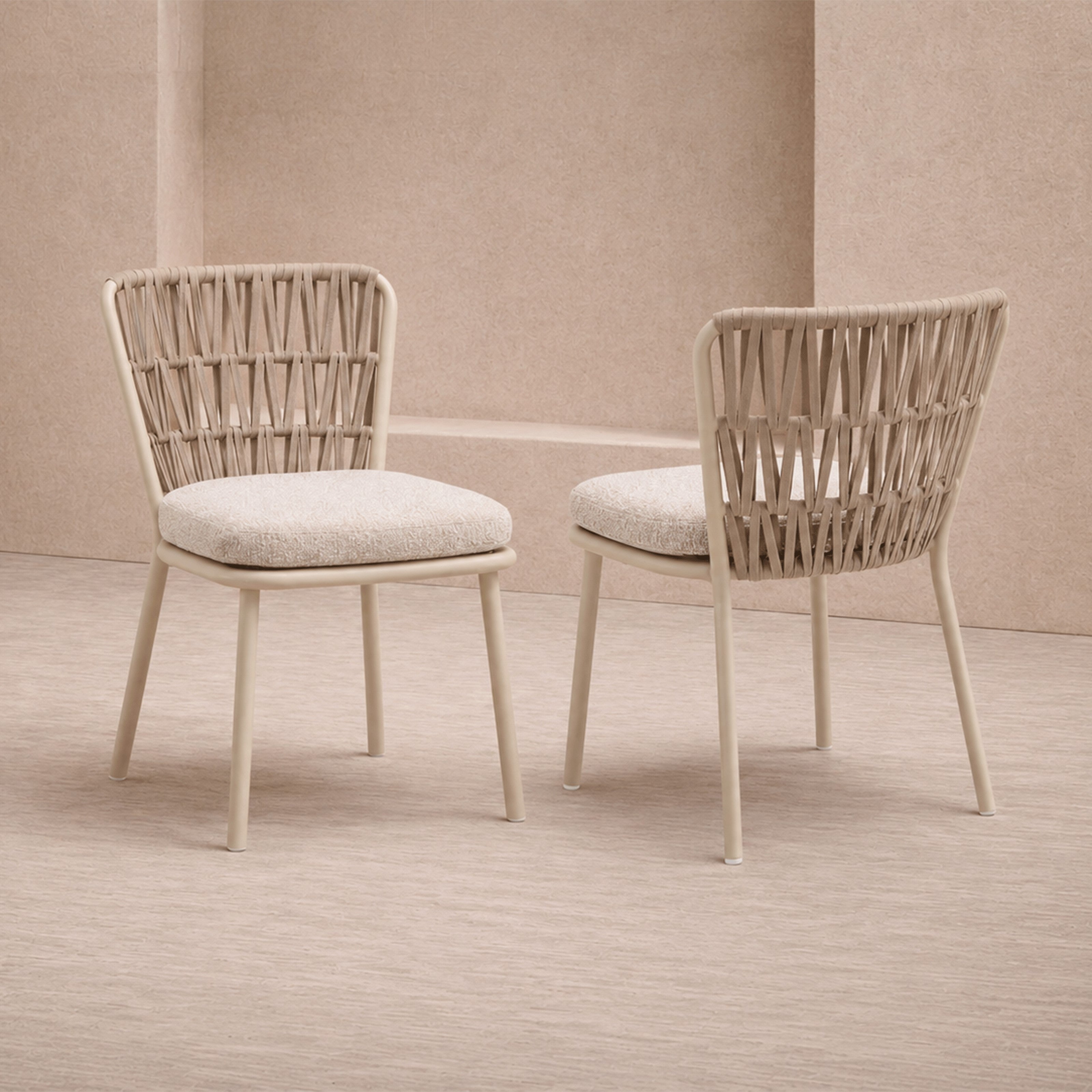 Ariana Forest Beige & Warm Ivory Outdoor Dining Chair (Set of 2) - (Crib 5) by Liang & Eimil