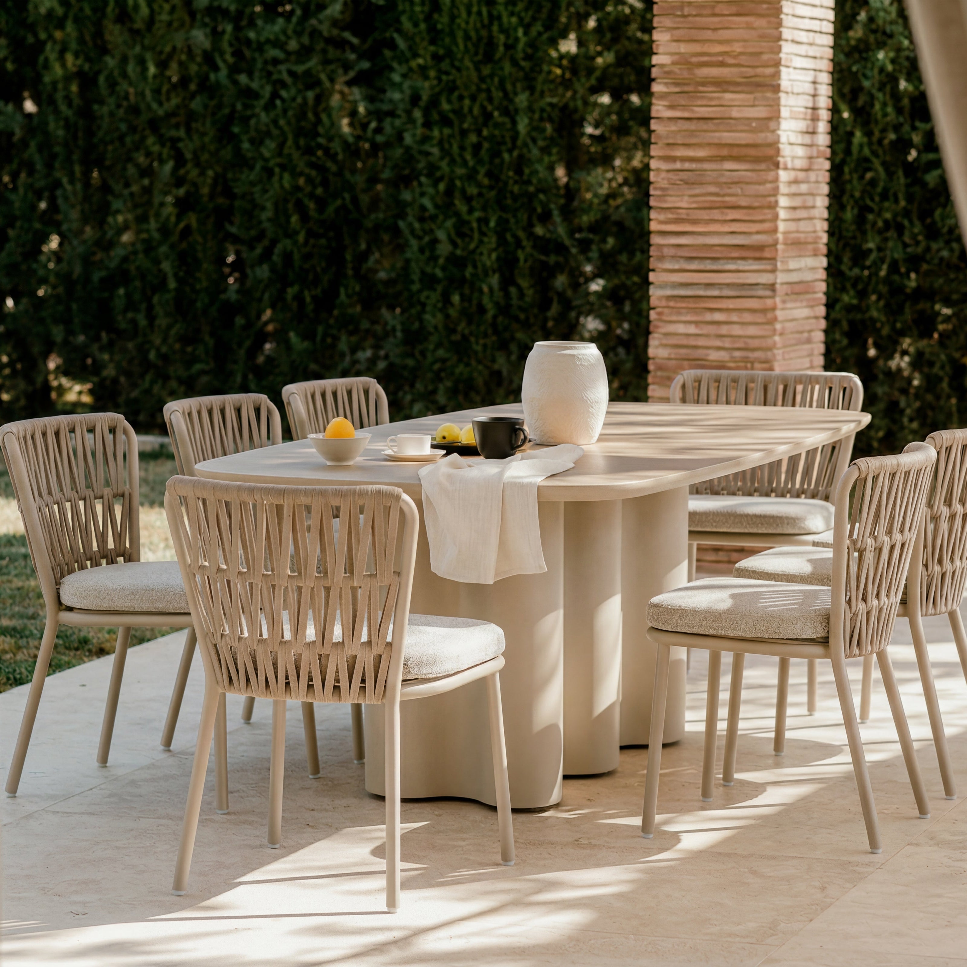 Ariana Outdoor Dining Chair (set of 2) - (Crib 5) Forest Beige & Warm Ivory by Liang & Eimil