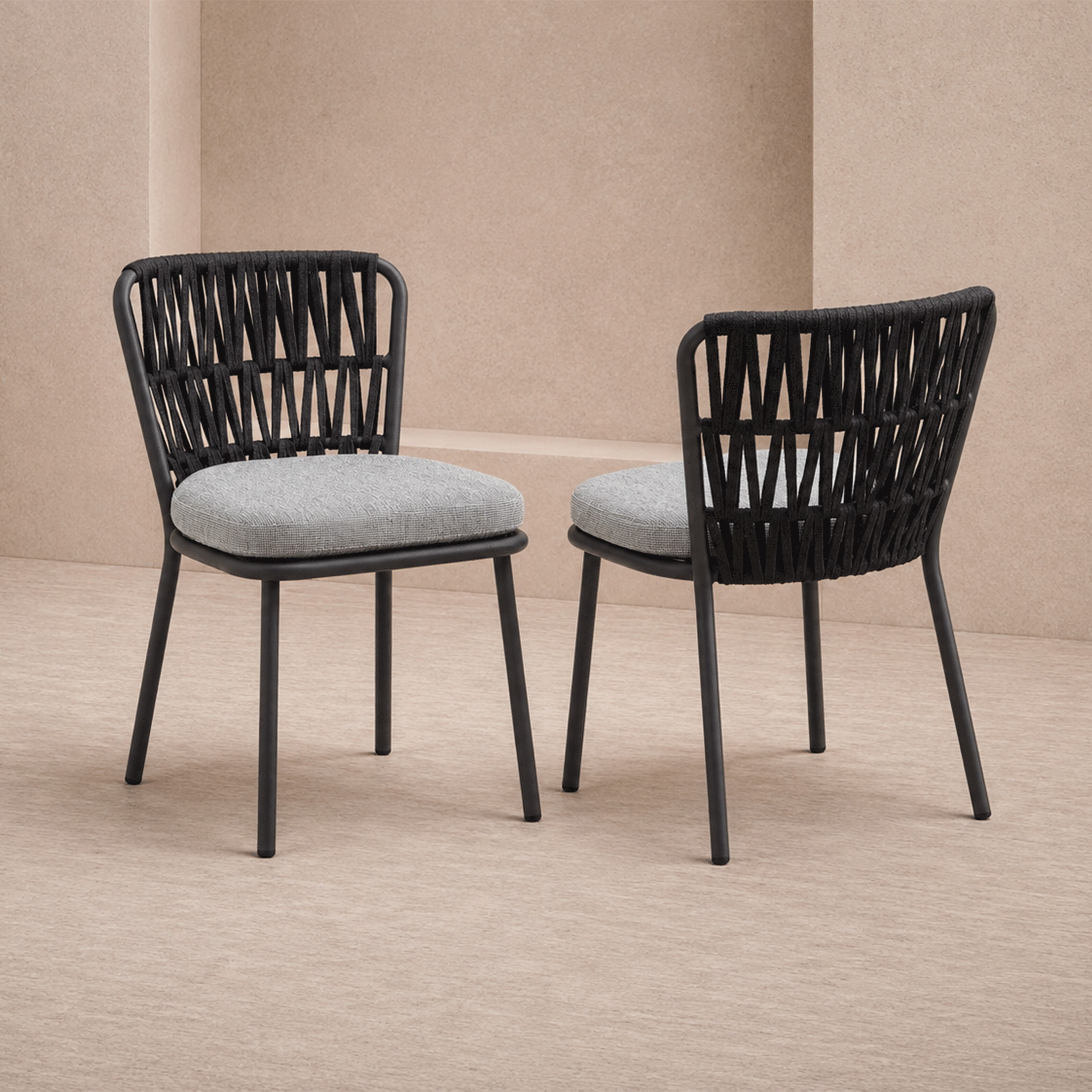 Ariana Hunter Stone & Charcoal Grey Outdoor Dining Chair (Set of 2) - (Crib 5) by Liang & Eimil