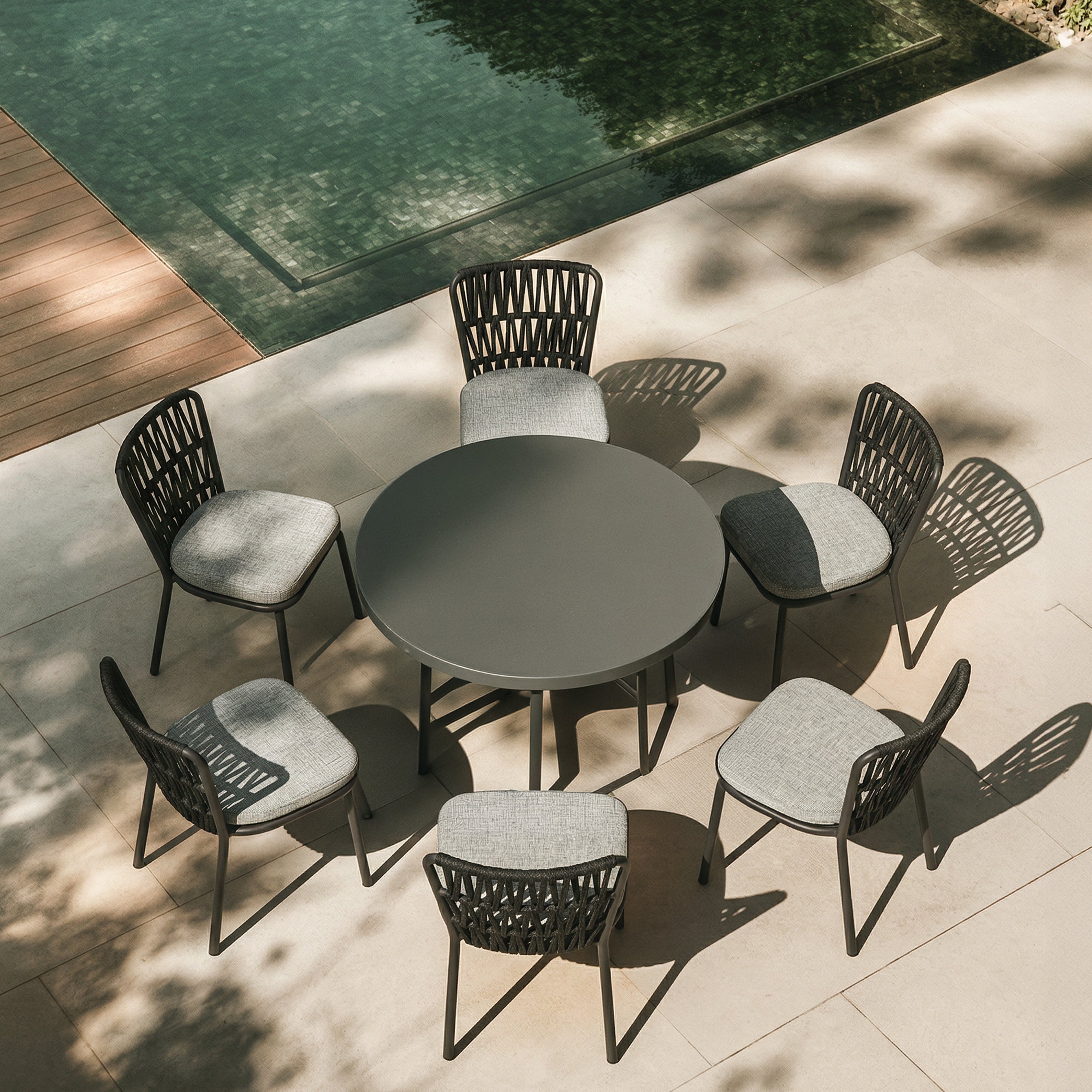 Ariana Outdoor Dining Chair (set of 2) - (Crib 5) Hunter Stone and Charcoal Grey by Liang & Eimil