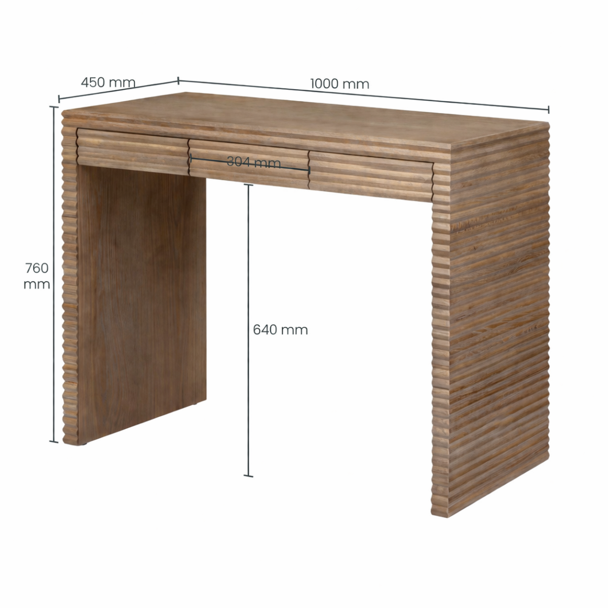 Wickham Wood Desk - Ribbed Oak by D.I. Designs