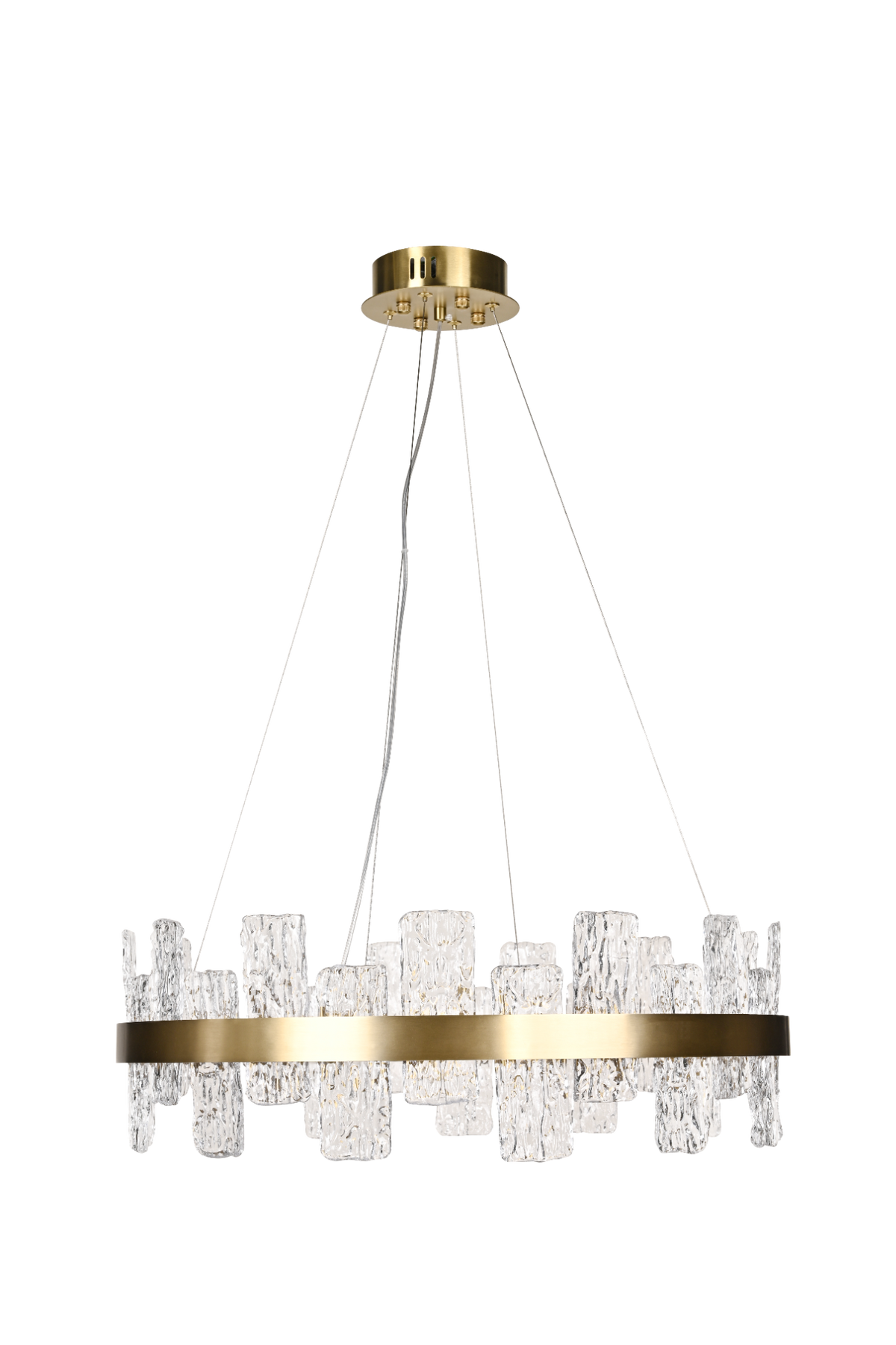 Rimini Gold & Textured Glass Pendant 60cm by Luxe Collection