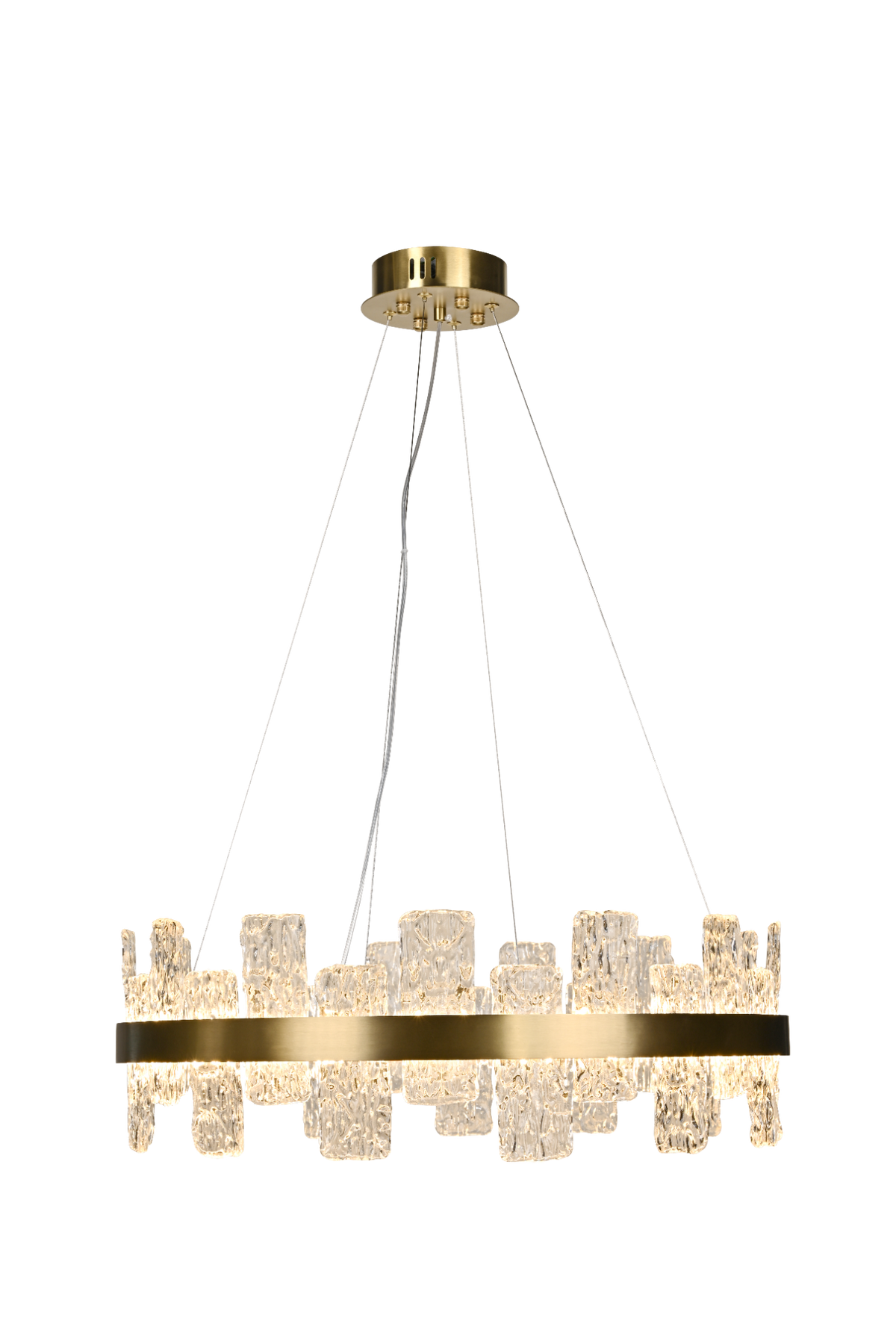 Rimini Gold & Textured Glass Pendant 60cm Luxe Collection