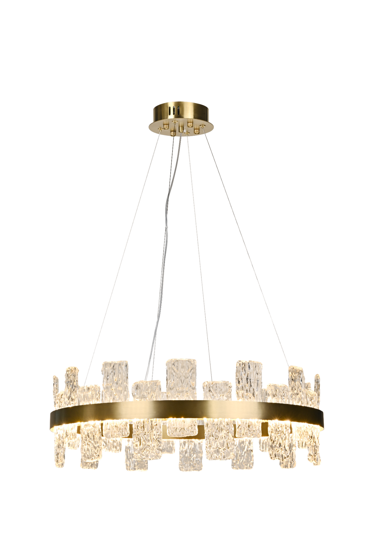 Rimini Gold & Textured Glass Pendant 60cm Luxe Collection