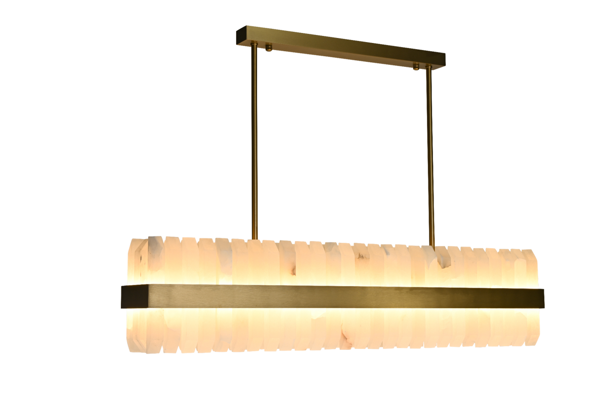 Salerno Gold & Alabaster Linear Dining Pendant 95cm by Luxe Collection