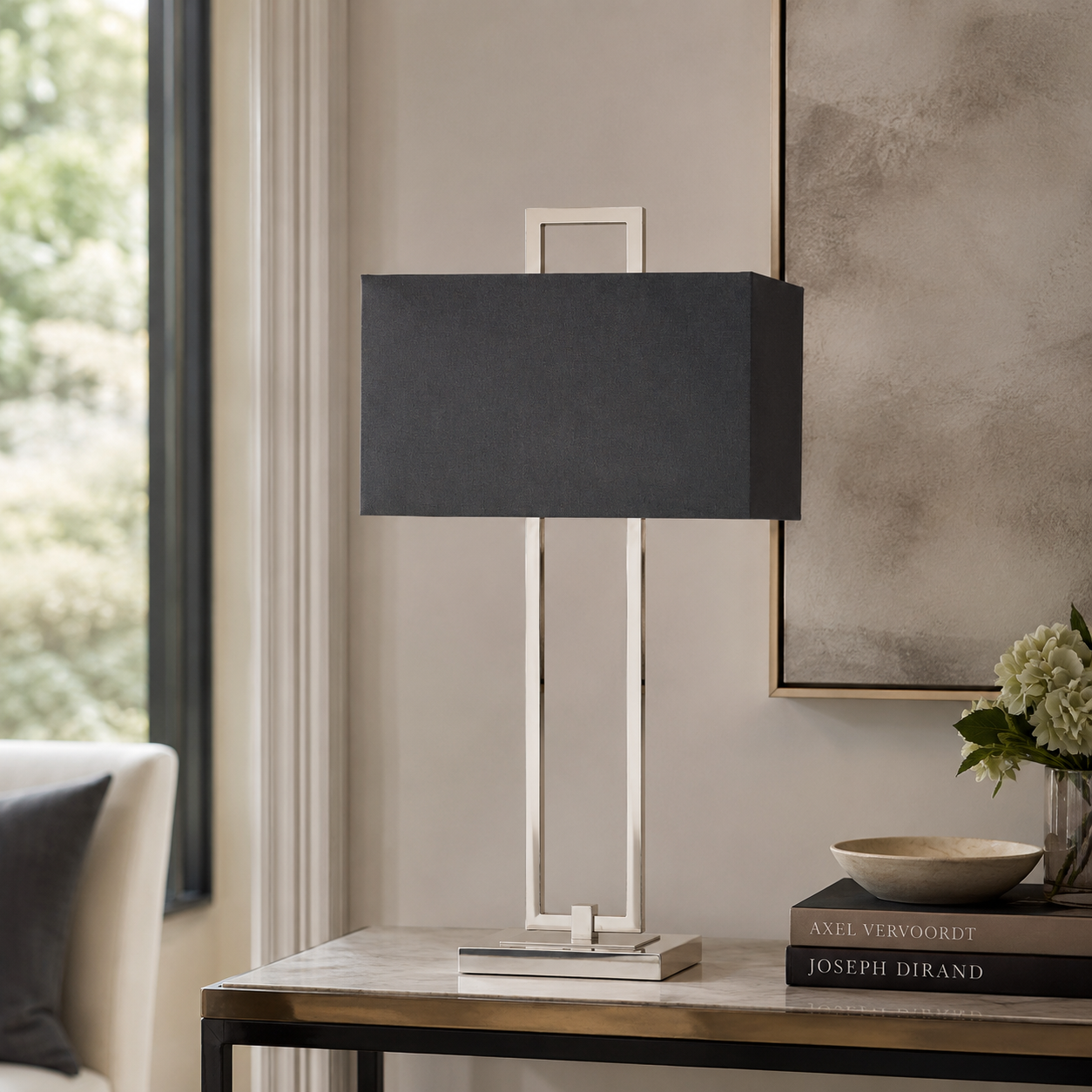 Danby Nickel & Gunmetal Table Lamp by RV Astley