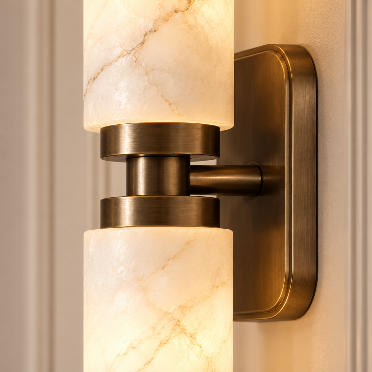 Revere Bronze 2 Light Alabaster Wall Light by Decorum Collection