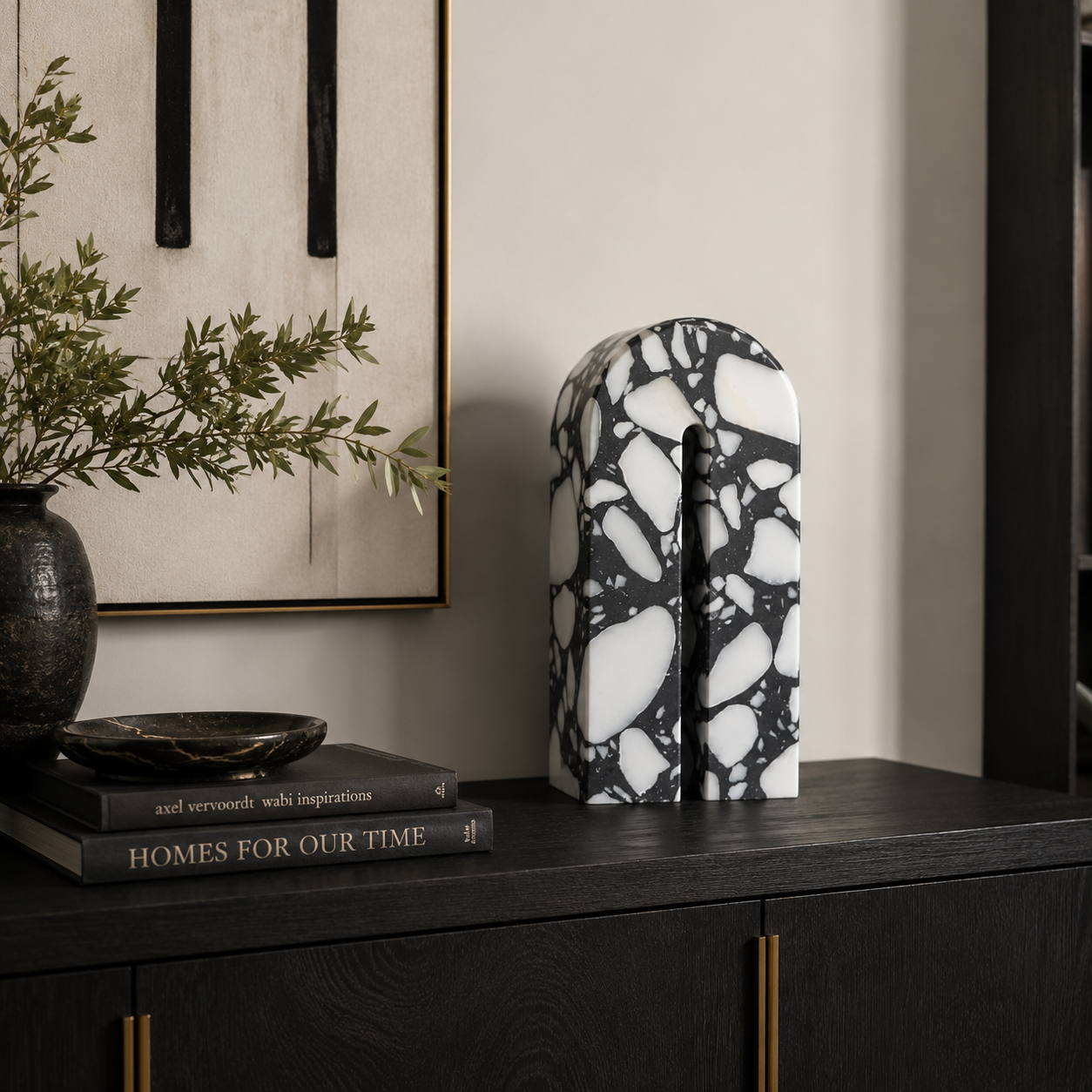 Dolmi Large Black & White Marble Sculpture by Liang & Eimil
