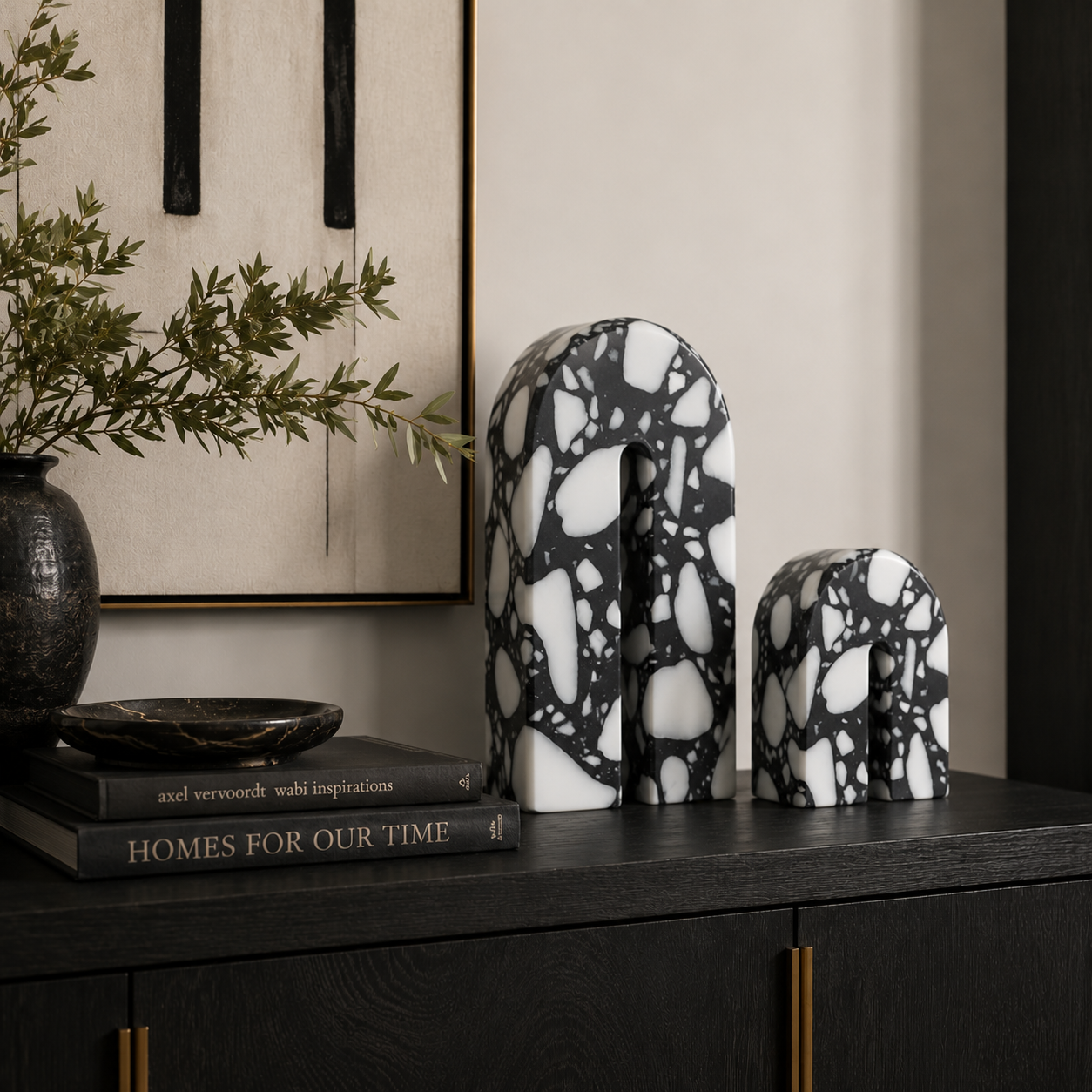 Dolmi Large Black & White Marble Sculpture by Liang & Eimil