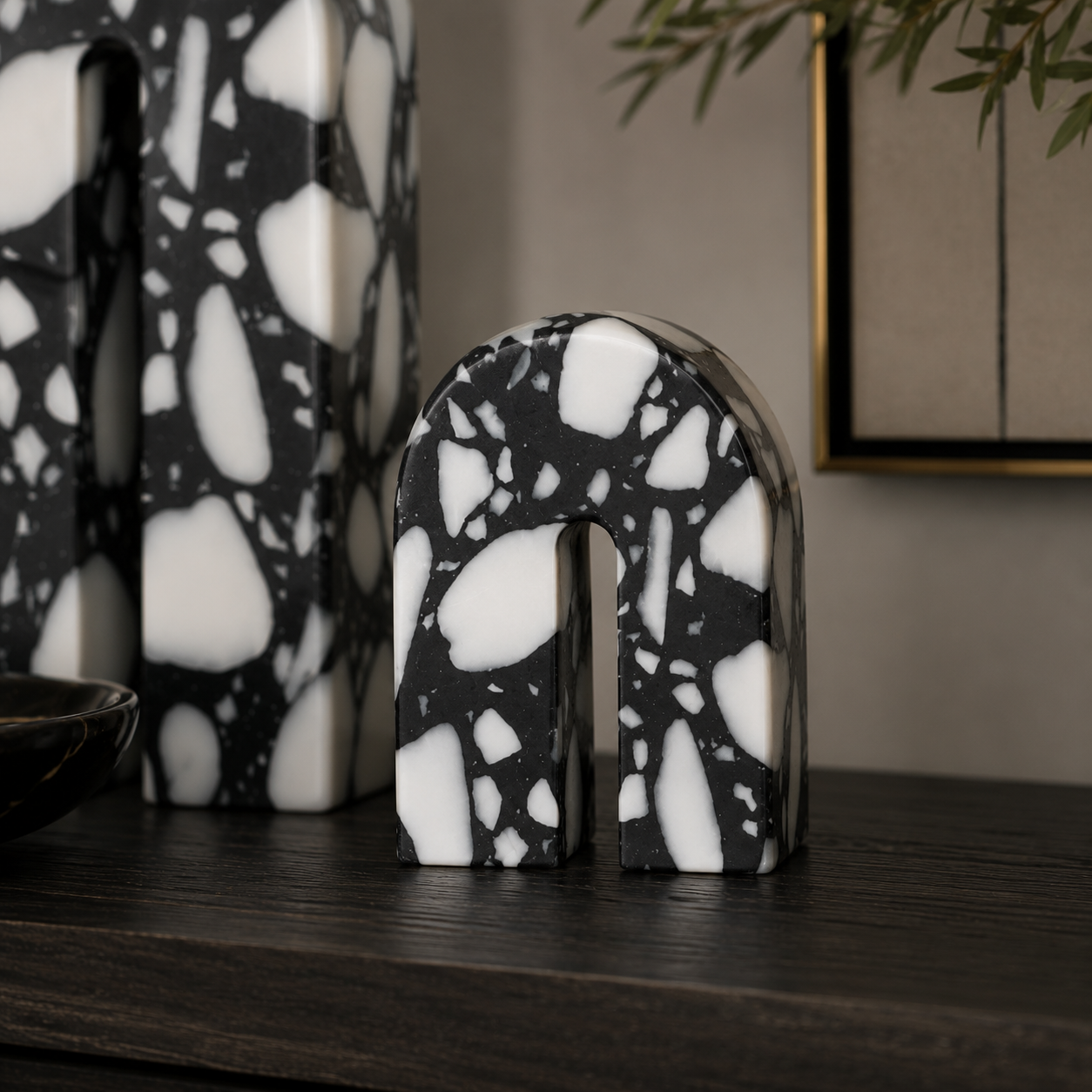 Dolmi Small Black & White Marble Sculpture by Liang & Eimil