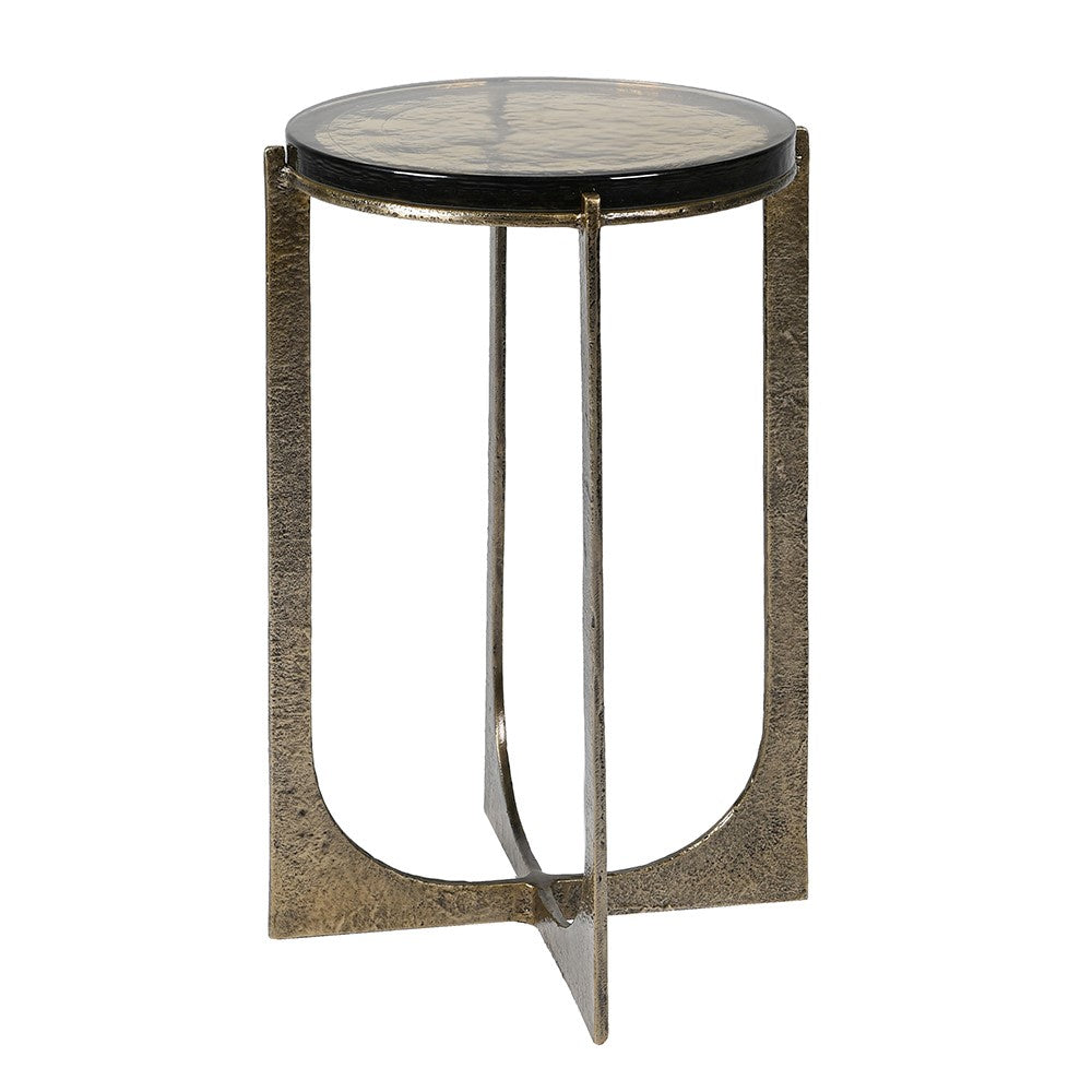 Golden Glass Tall Round Side Table by Kensington