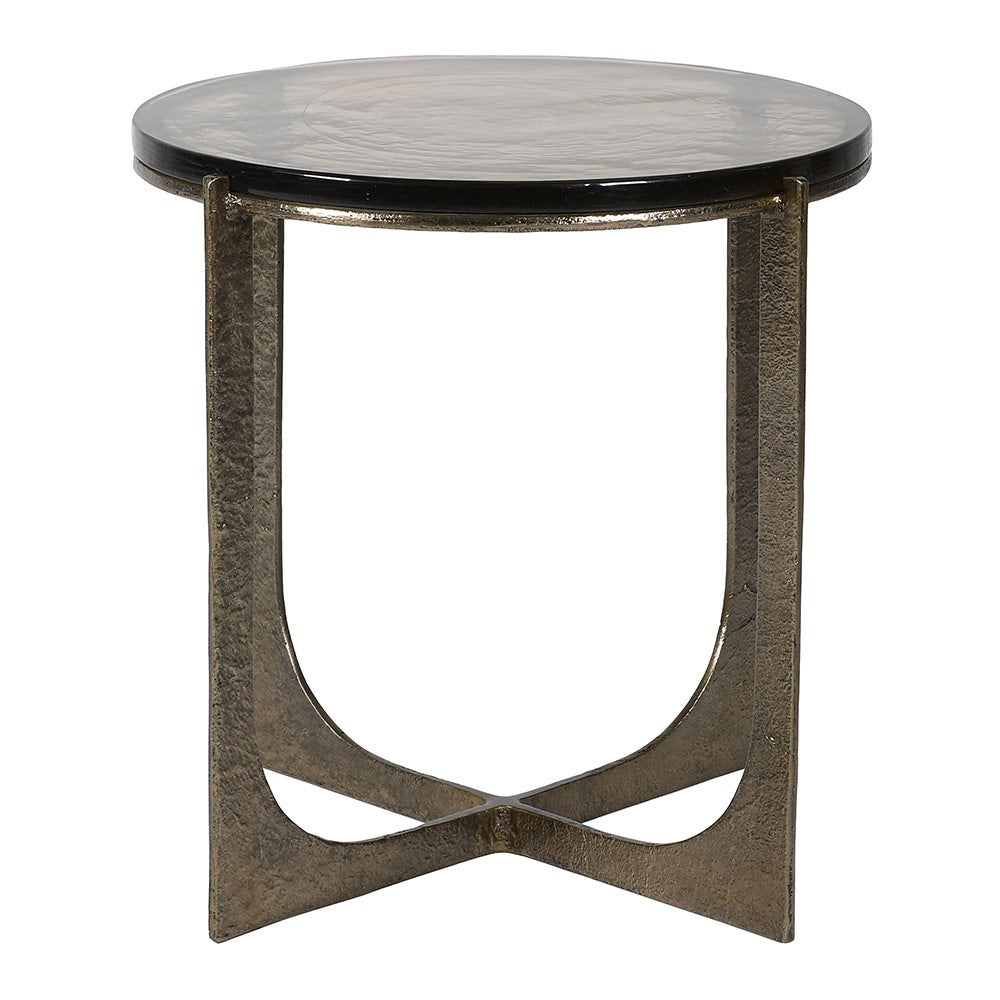 Golden Glass Round Side Table by Kensington