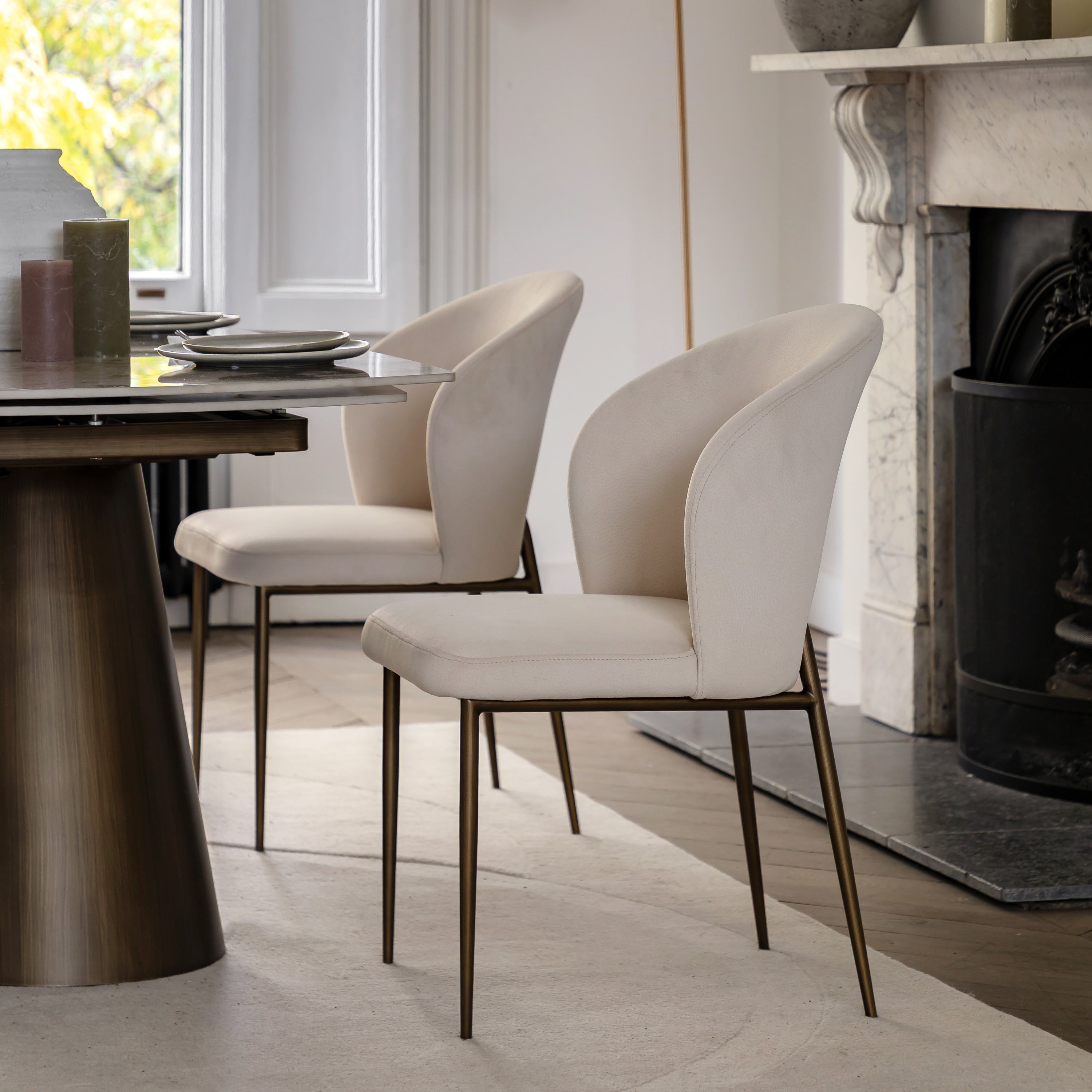Cosenza Vanilla Fabric Dining Chair - Set of Two Abode