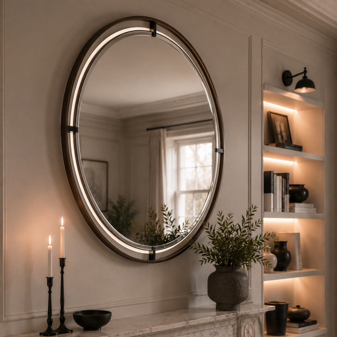 Gordone Dark Antique Brass Finish Wall Mirror by RV Astley