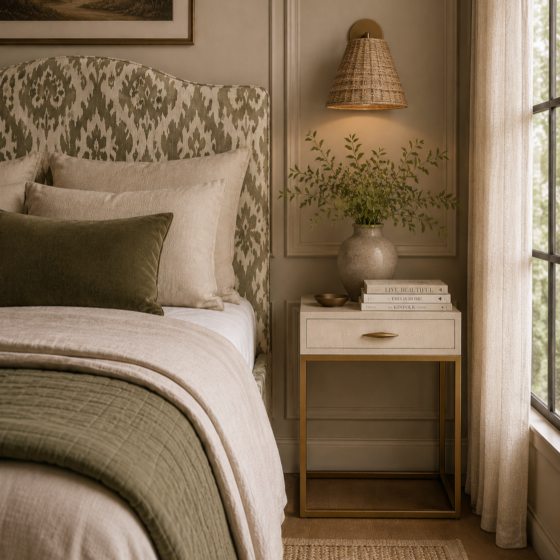 Hampton 1 Drawer Bedside Table - Ivory by D.I. Designs