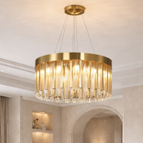Hestia Small Antique Brass & Glass Pendant Ceiling Light by Luxe Collection