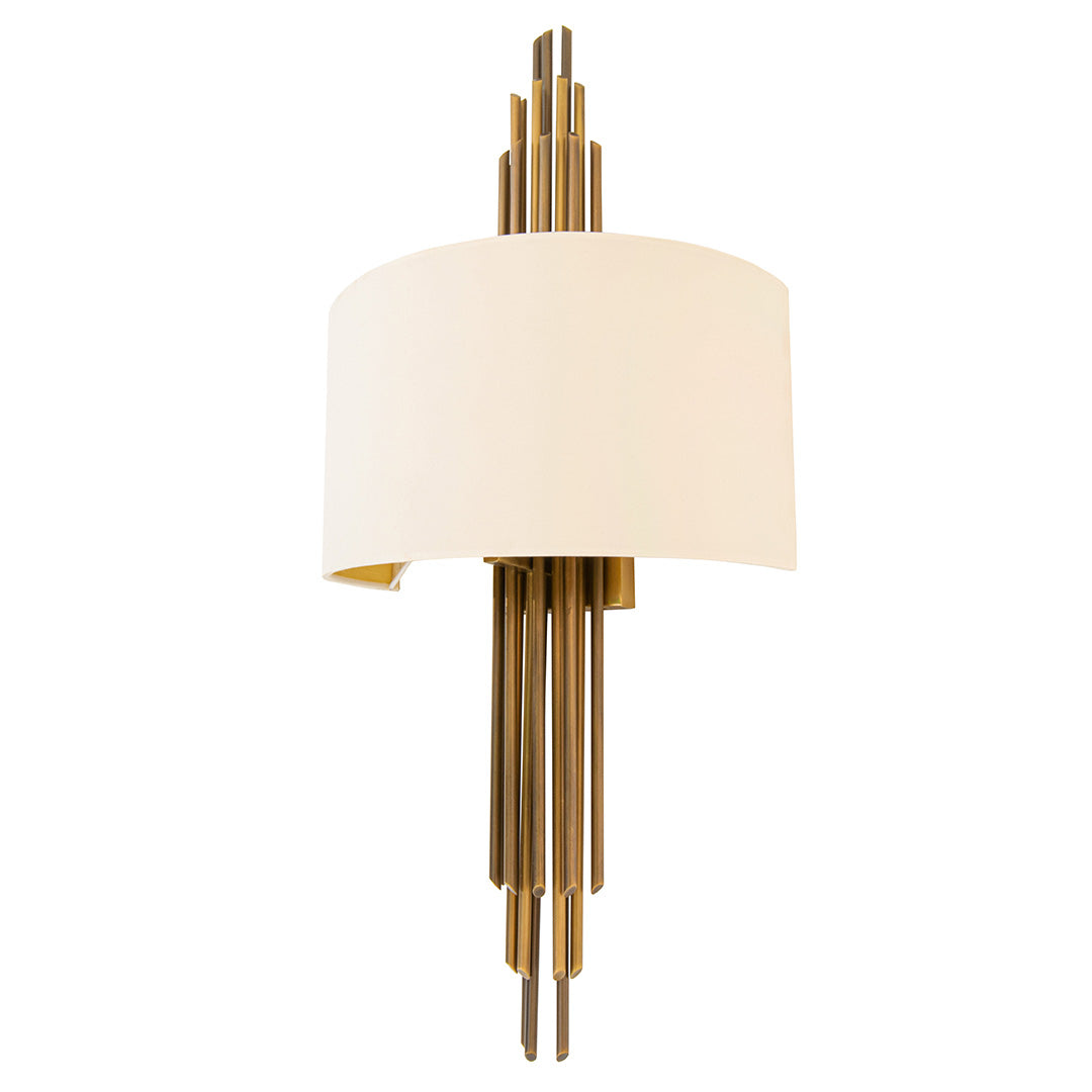 Evadne Antique Brass & Fabric Shade Wall Light by RV Astley