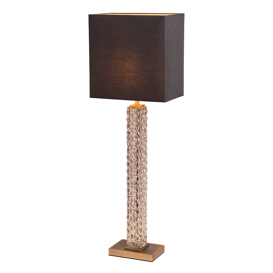 Eilena Textured Glass & Antique Brass Table Lamp by RV Astley