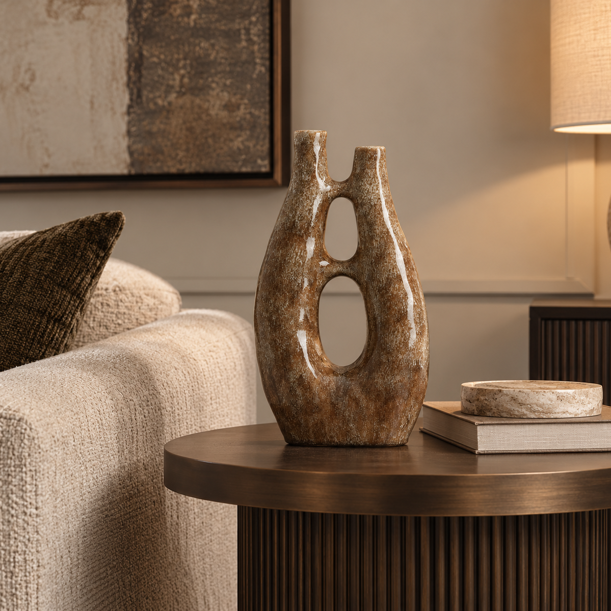 Katha Ceramic Vase Deco - Shiny Brown Light & Living