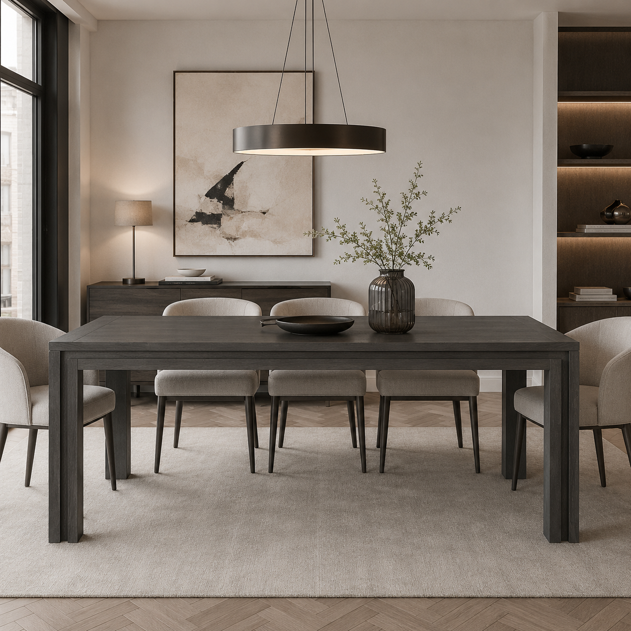 Kyoto Textured Dry Grey Oak Veneer Dining Table by Berkeley Designs
