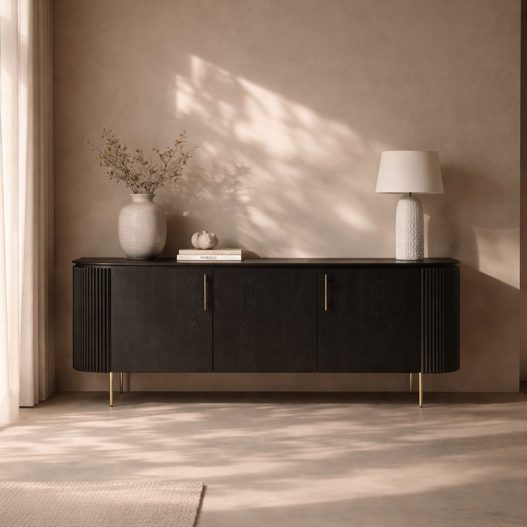 Lantine Black Oak & Brass Buffet by Tommy Franks