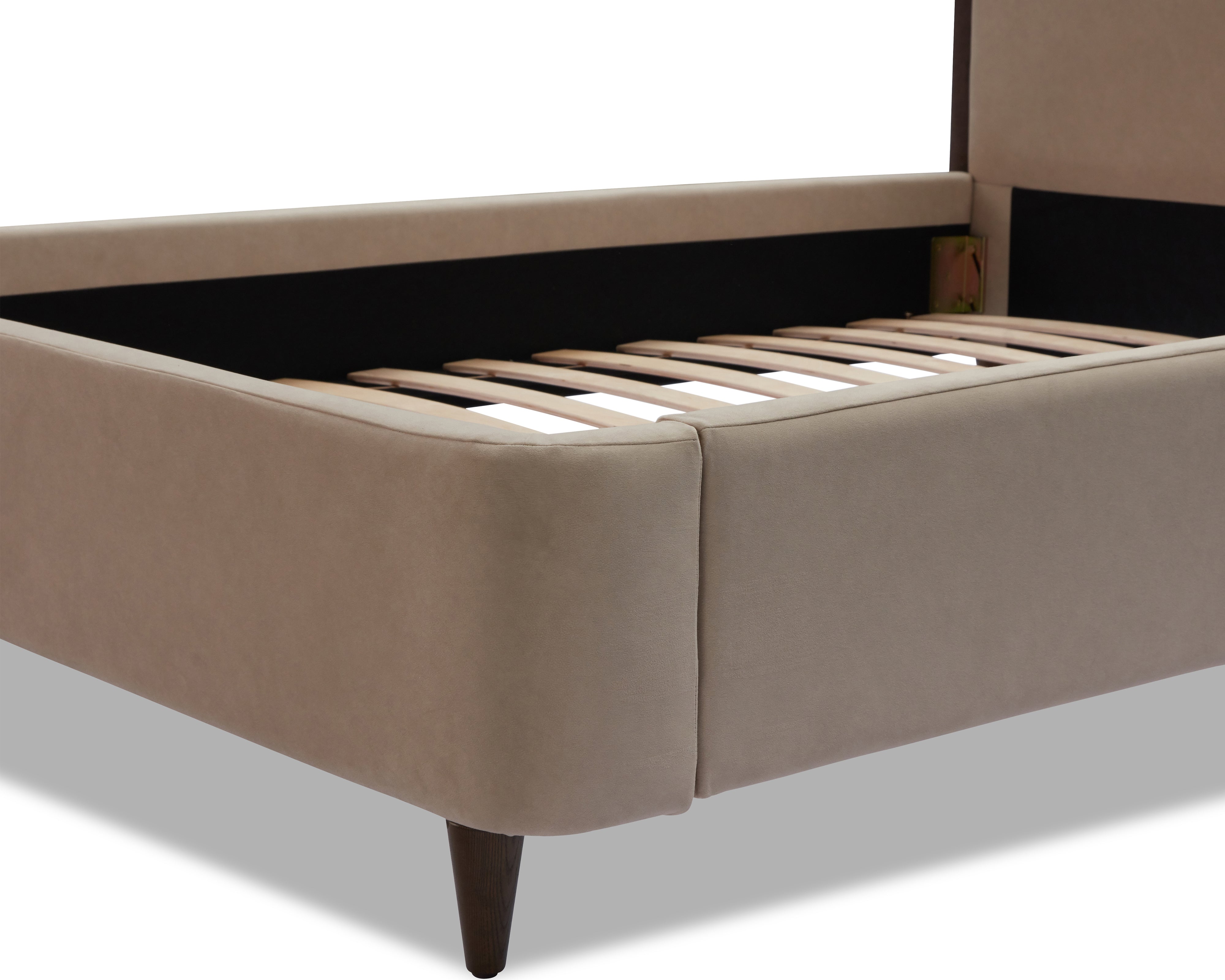 Palermo King Size Bed - Hopper Desert with Hopper Terra Border | Dark Brown Solid Wood by Liang & Eimil