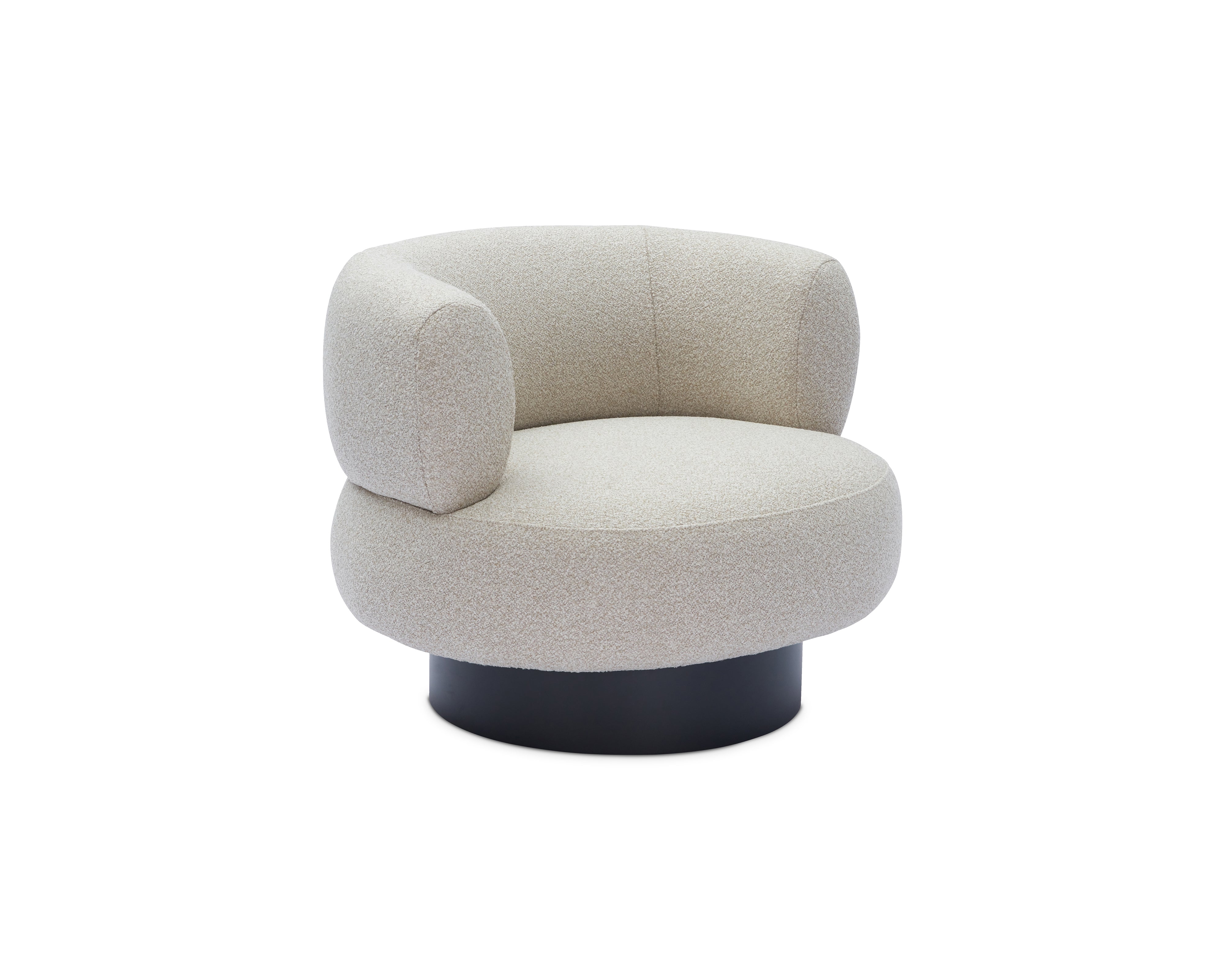 Redeo Swivel Occasional Chair - Capela Sand | Matt Black Metal by Liang & Eimil