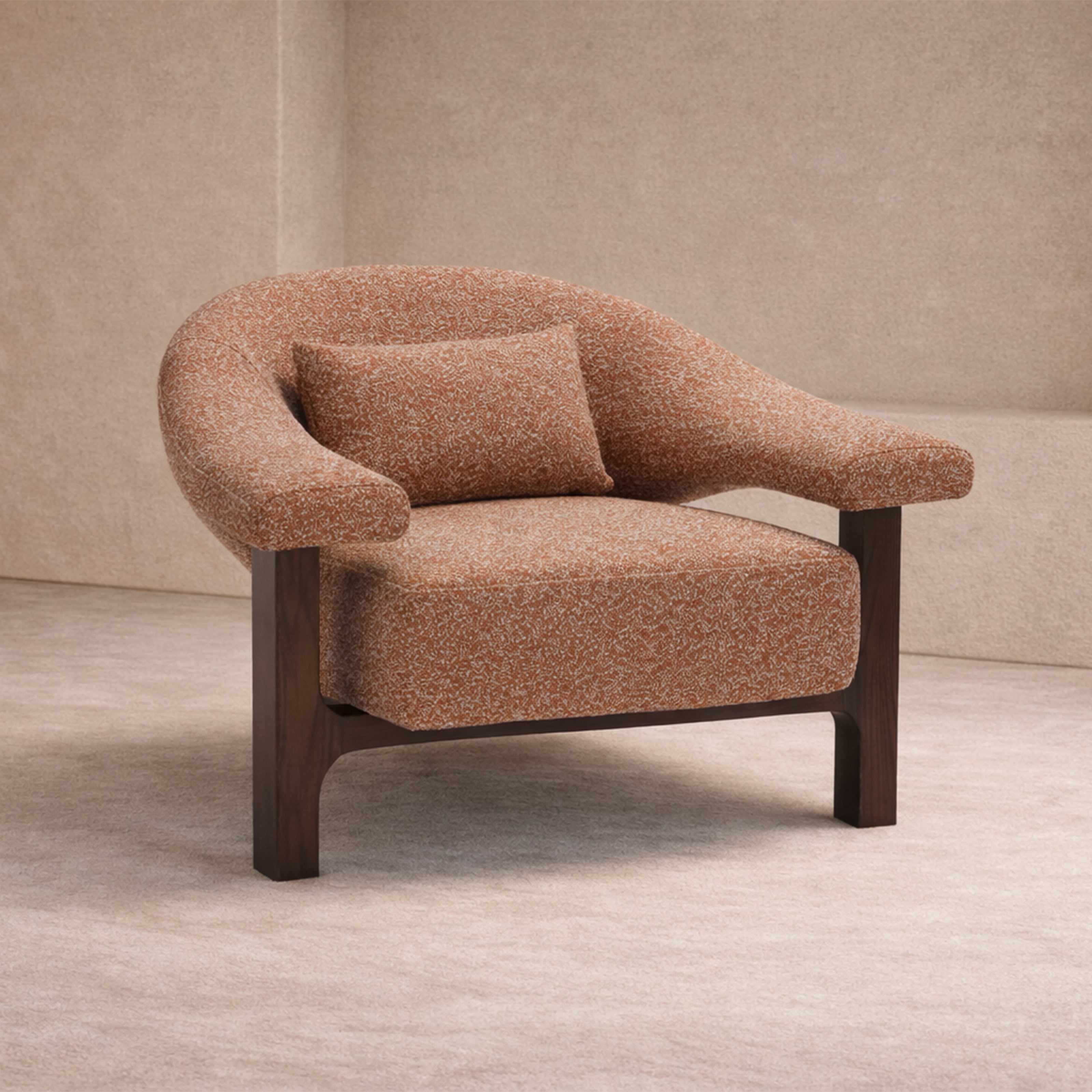 Riviera Occasional Chair - Capela Clay | Dark Brown Solid Wood by Liang & Eimil