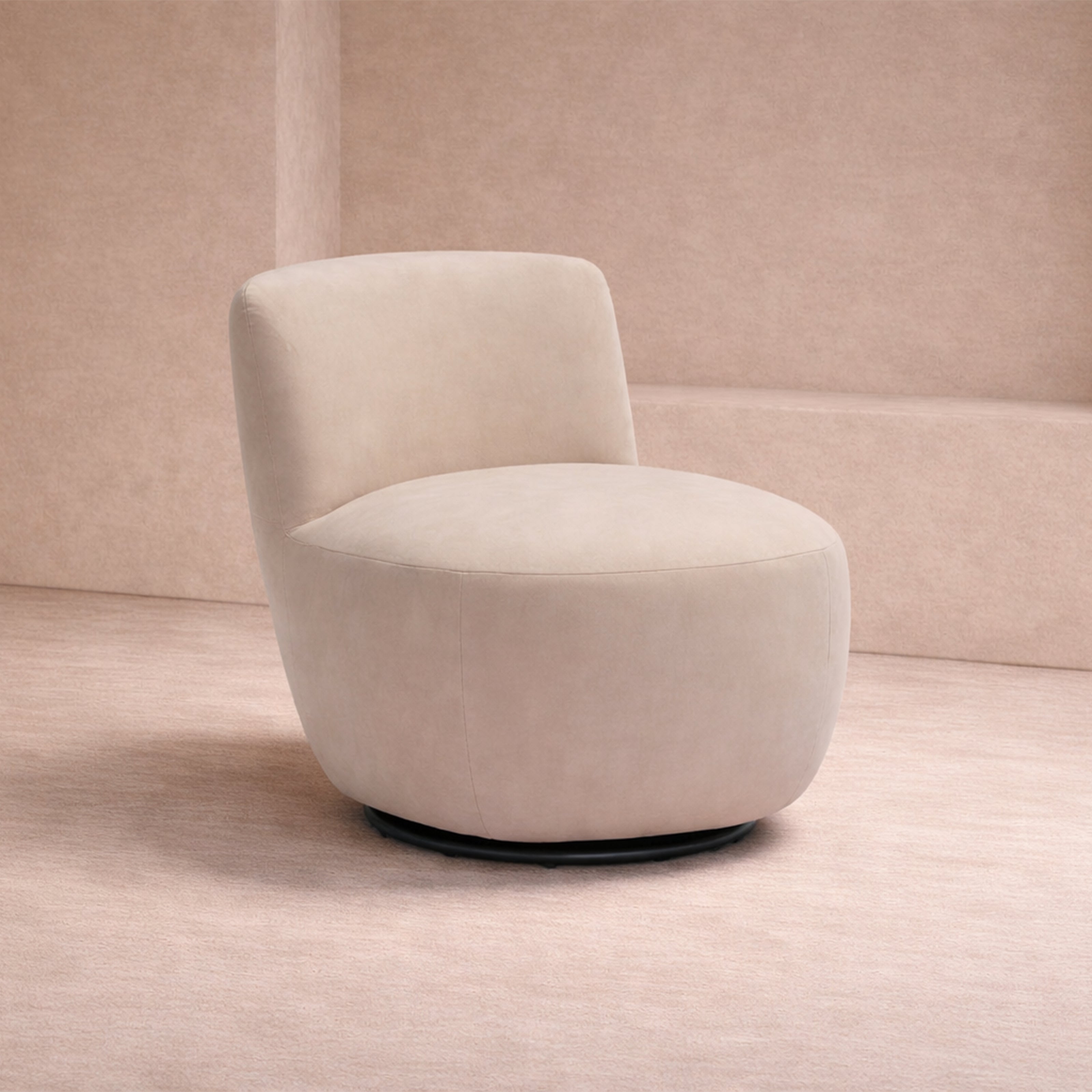 Hopper Swivel Occasional Chair - Hopper Desert | Matt Black Metal by Liang & Eimil