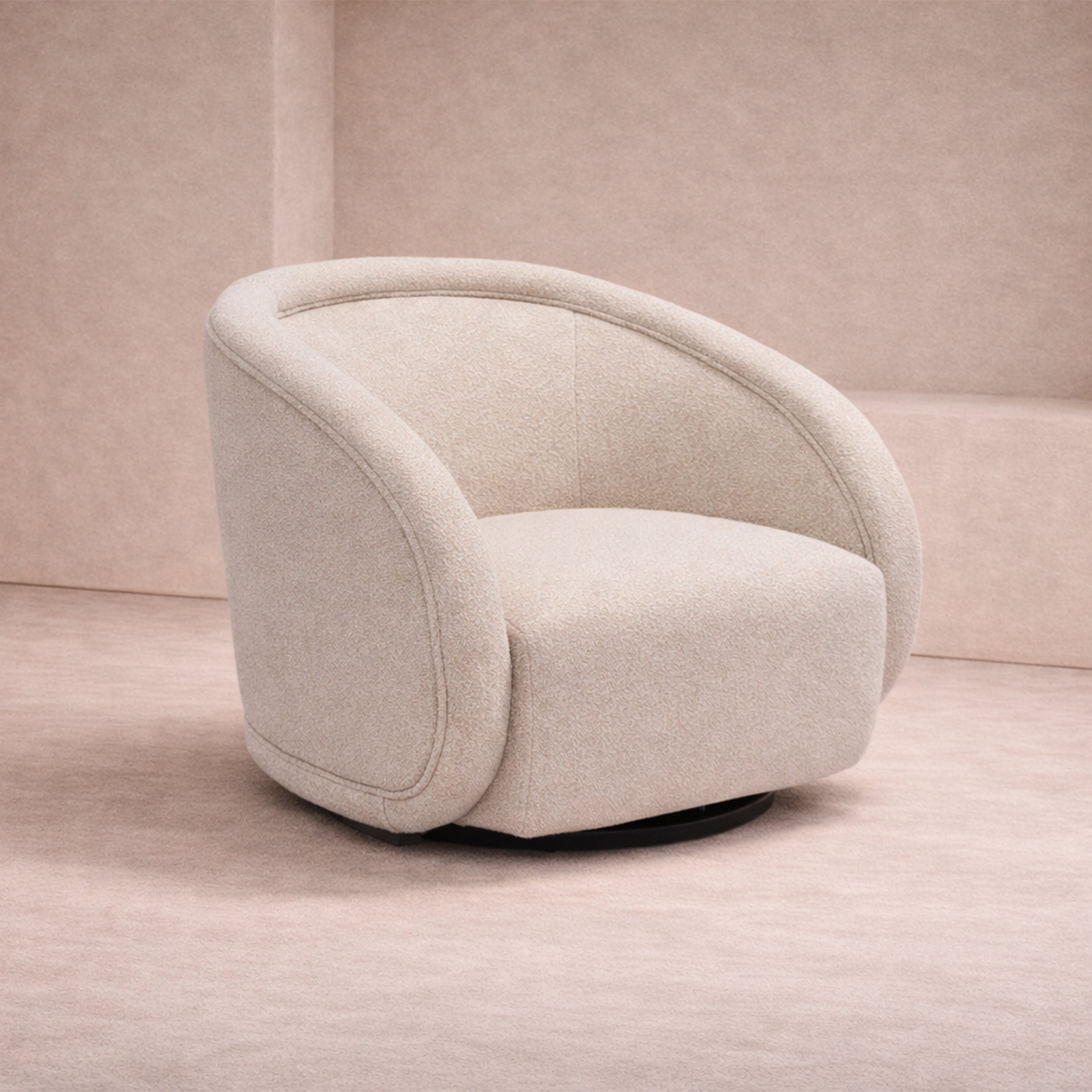 Alice Swivel Occasional Chair - Capela Sand | Matt Black Metal by Liang & Eimil