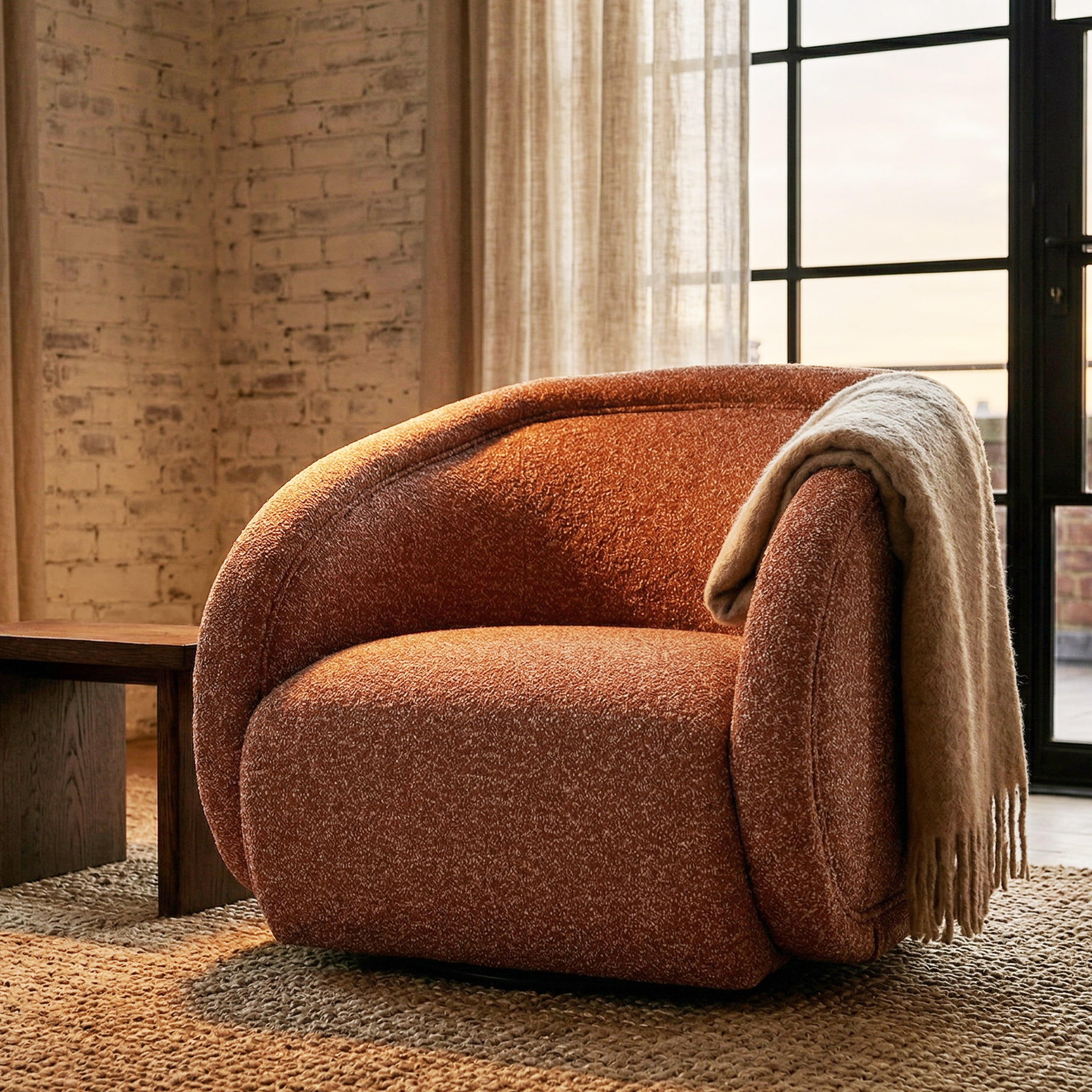Alice Swivel Occasional Chair - Capela Clay | Matt Black Metal by Liang & Eimil
