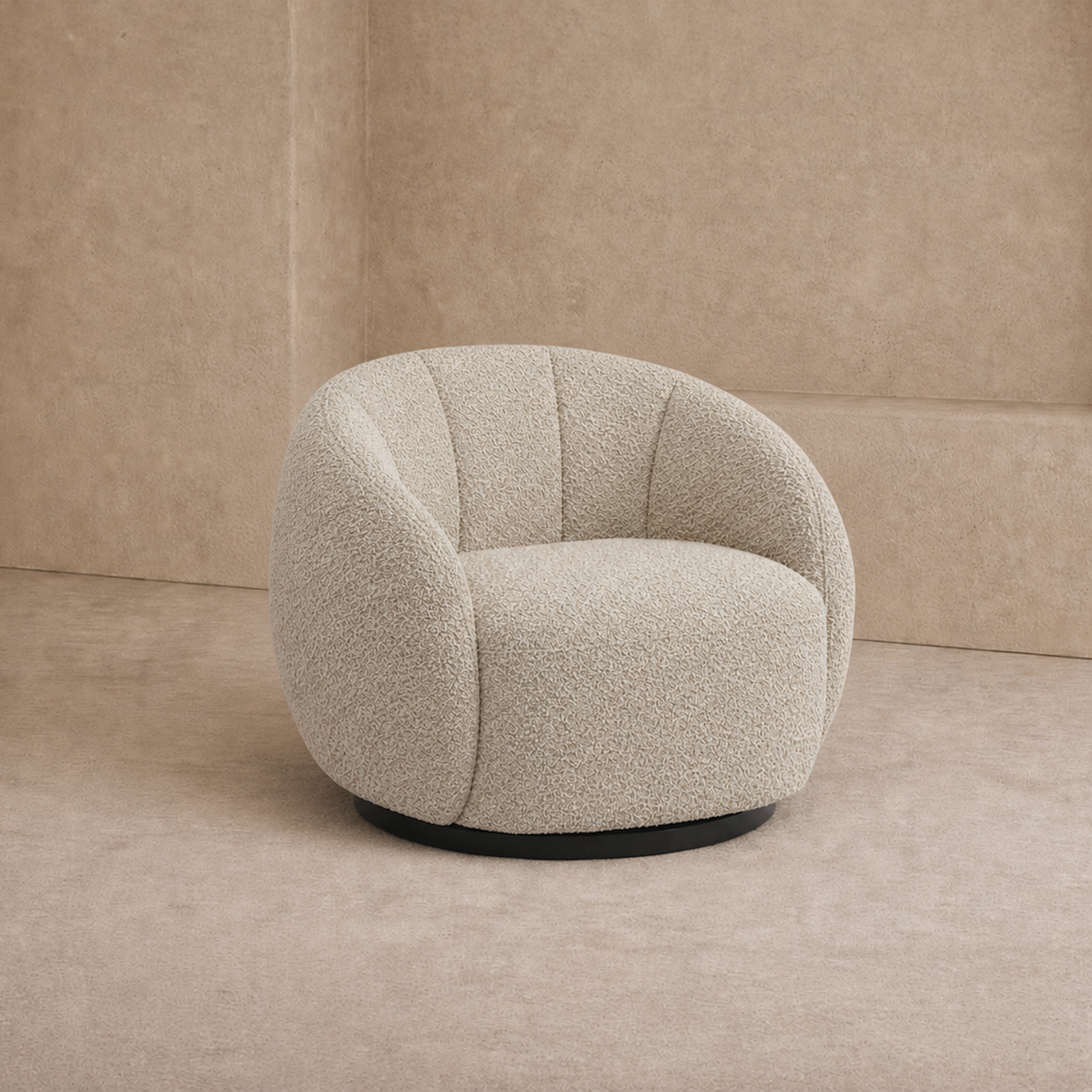 Bulpa Capella Sand Fabric & Black Steel Swivel Occasional Chair by Liang & Eimil