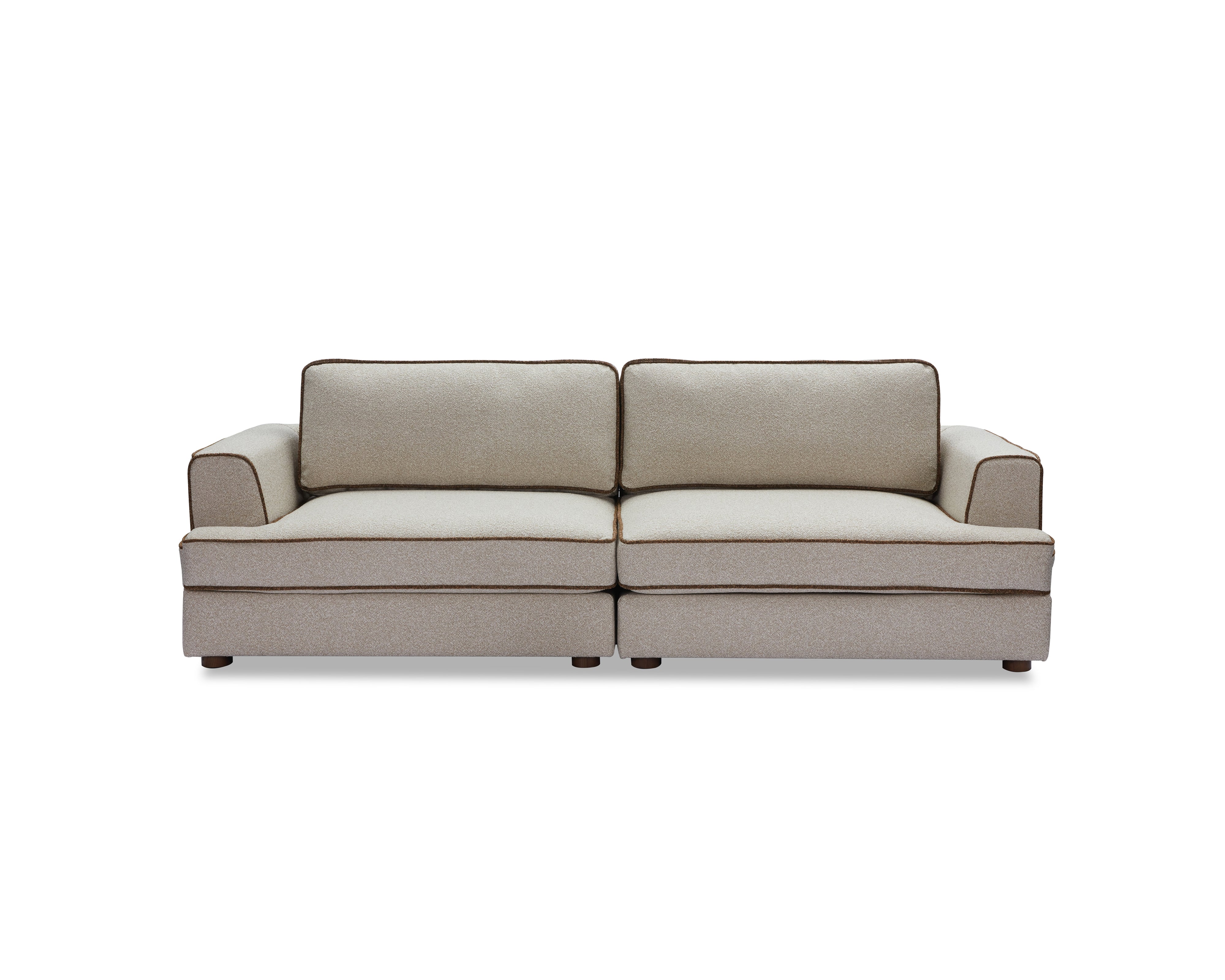Cameron Sofa - Capela Sand with Capela Fennel Seed Piping | Dark Brown Solid Wood by Liang & Eimil