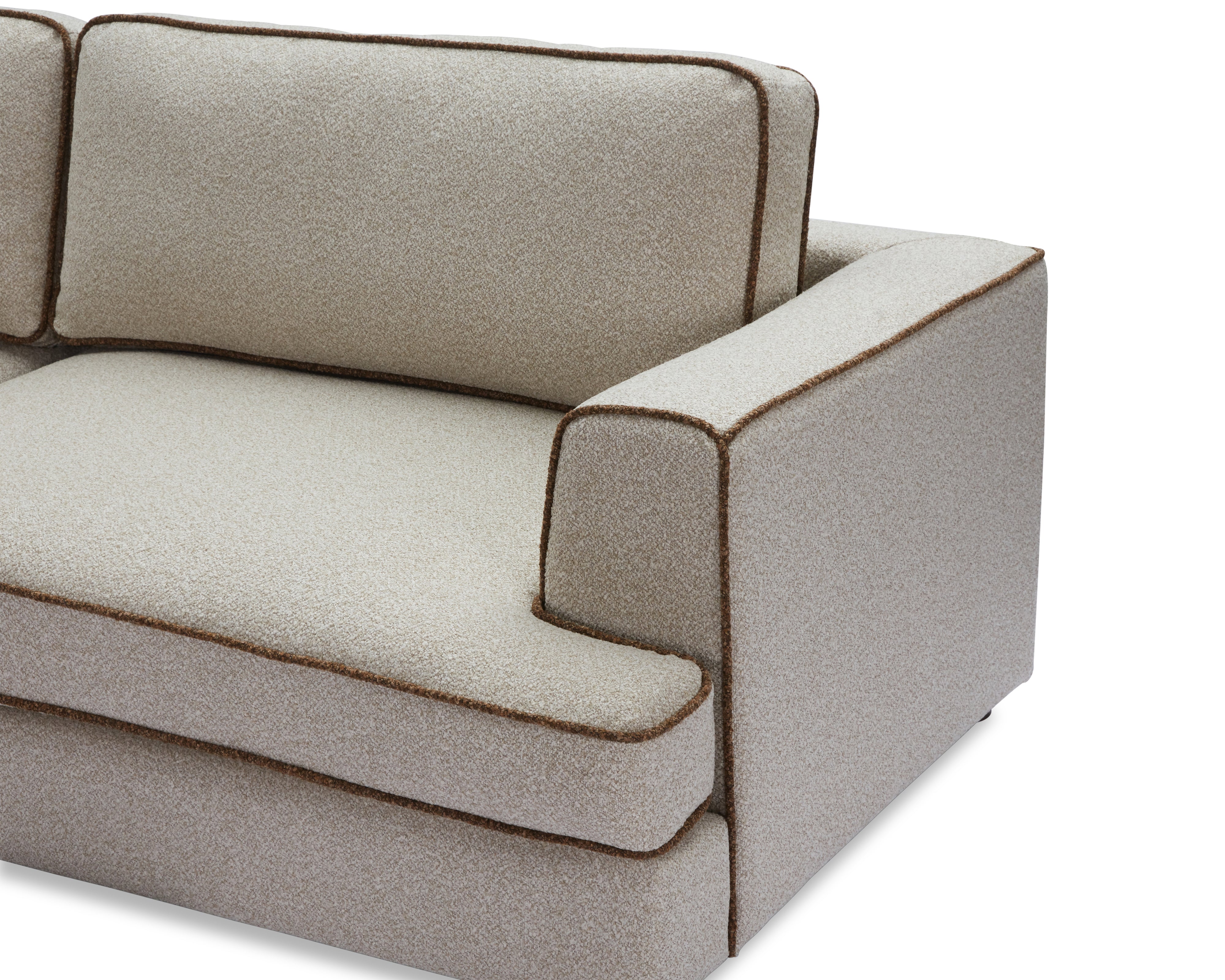 Cameron Sofa - Capela Sand with Capela Fennel Seed Piping | Dark Brown Solid Wood by Liang & Eimil