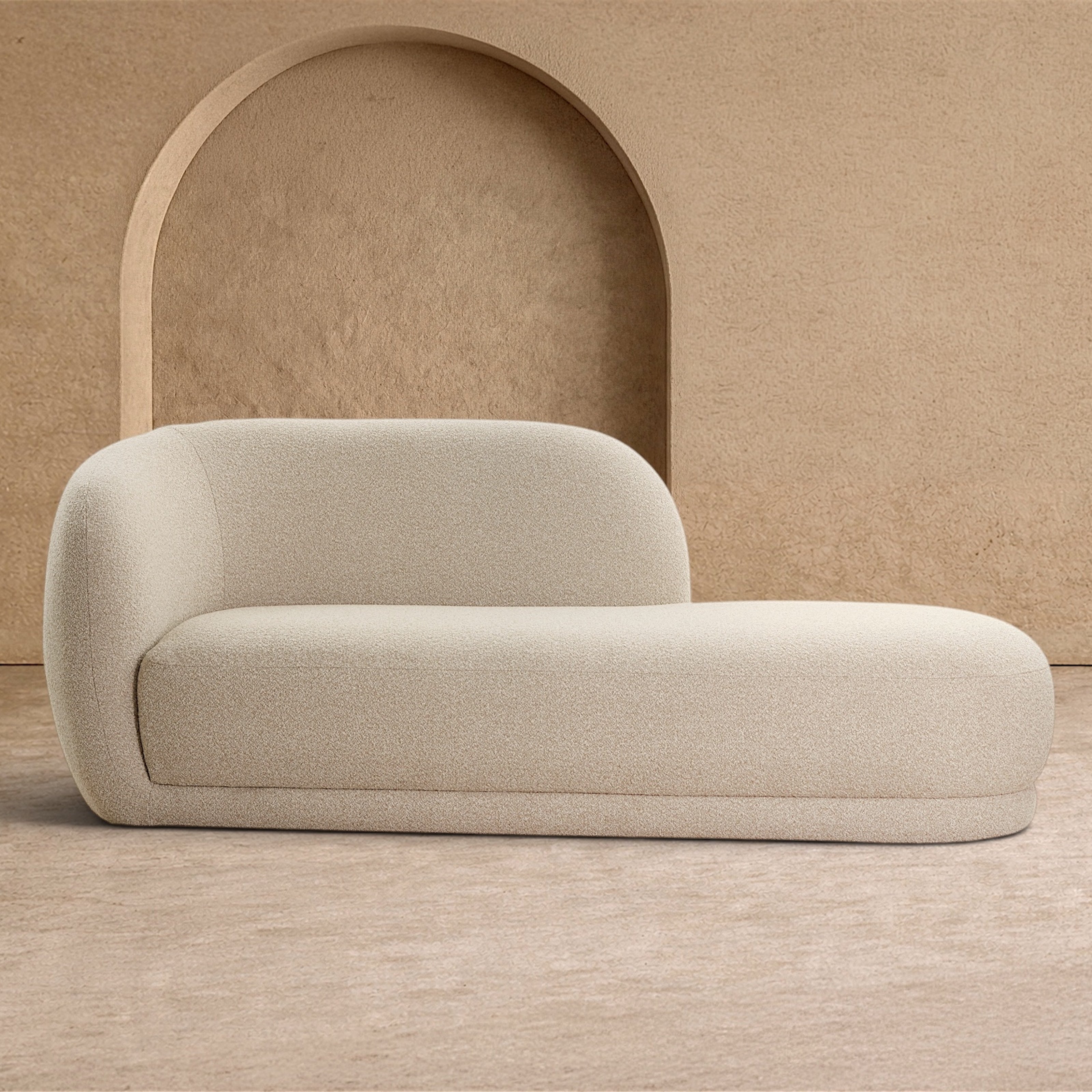 Curva Sand Chenille Chaise Sofa by Liang & Eimil