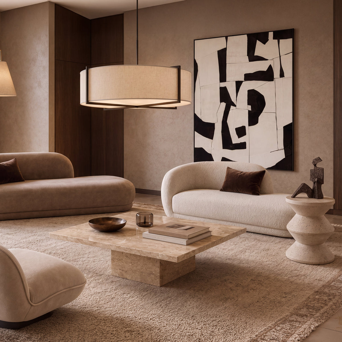 Curva Sand Chenille Chaise Sofa by Liang & Eimil