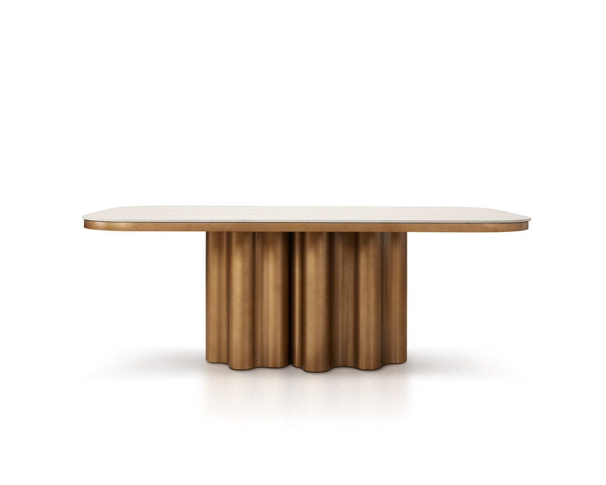 Corinthian Dining Table - Travertine Marble Effect Liang & Eimil