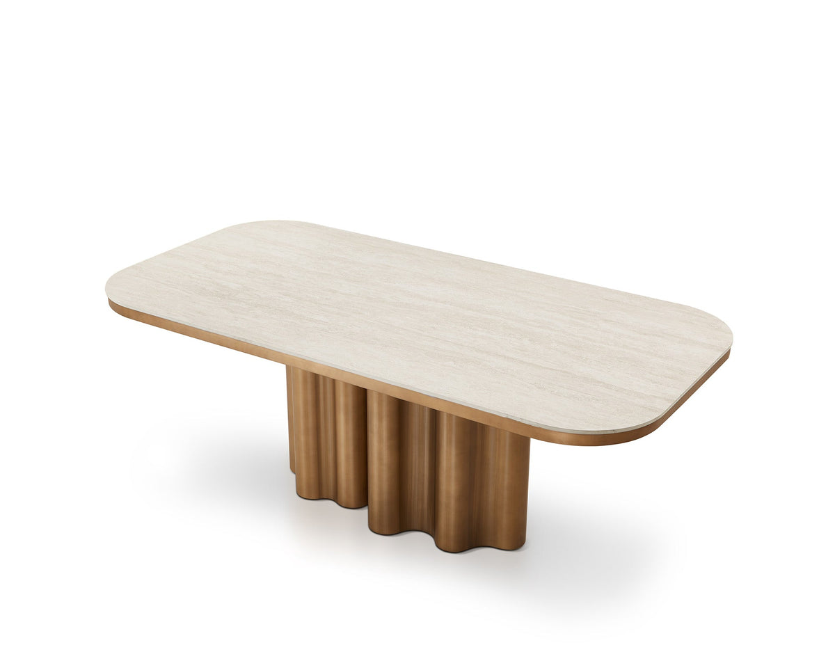 Corinthian Dining Table - Travertine Marble Effect Liang & Eimil