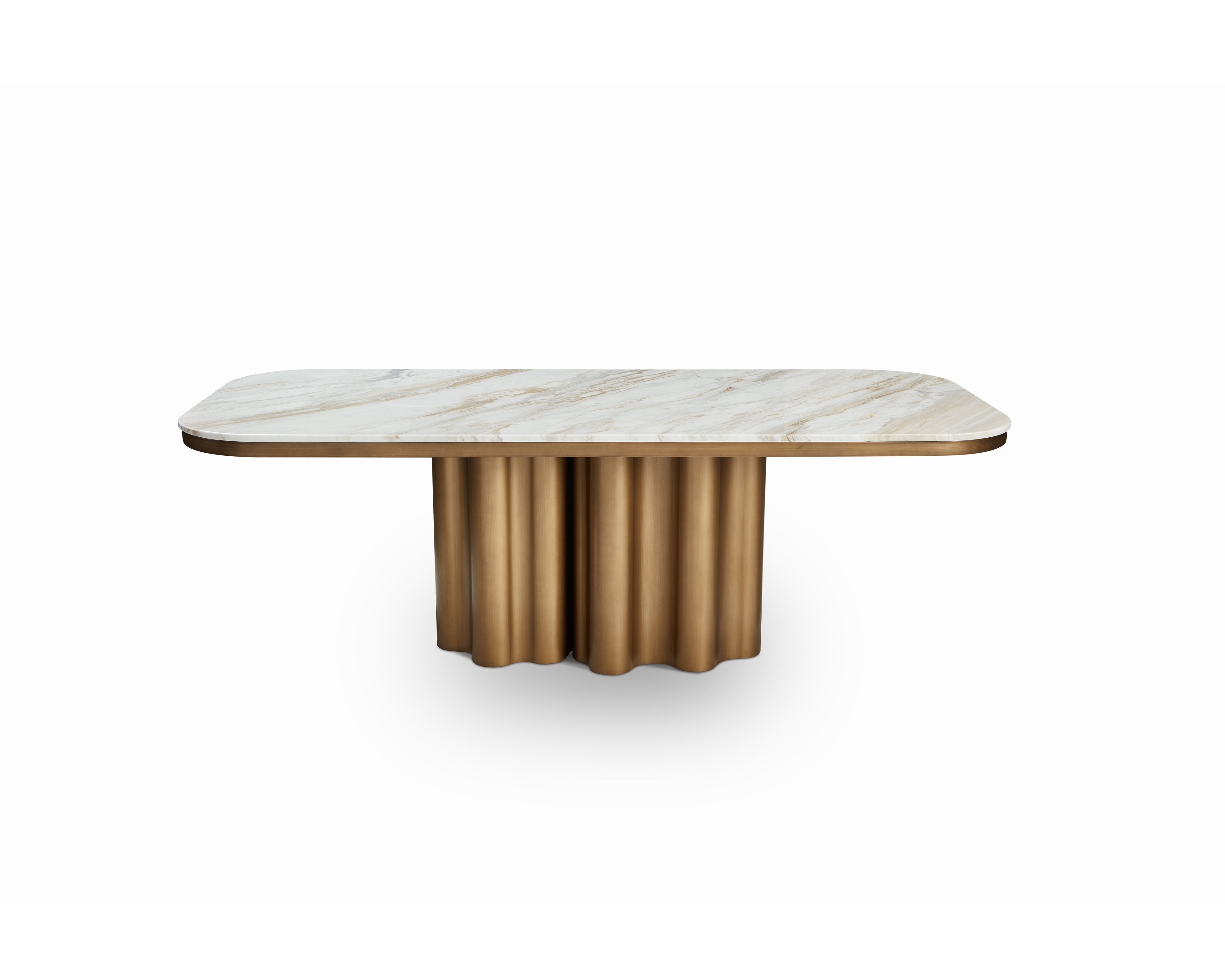 Corinthian Dining Table - Kaka Gold Natural Marble & Hairline Antique Brass by Liang & Eimil