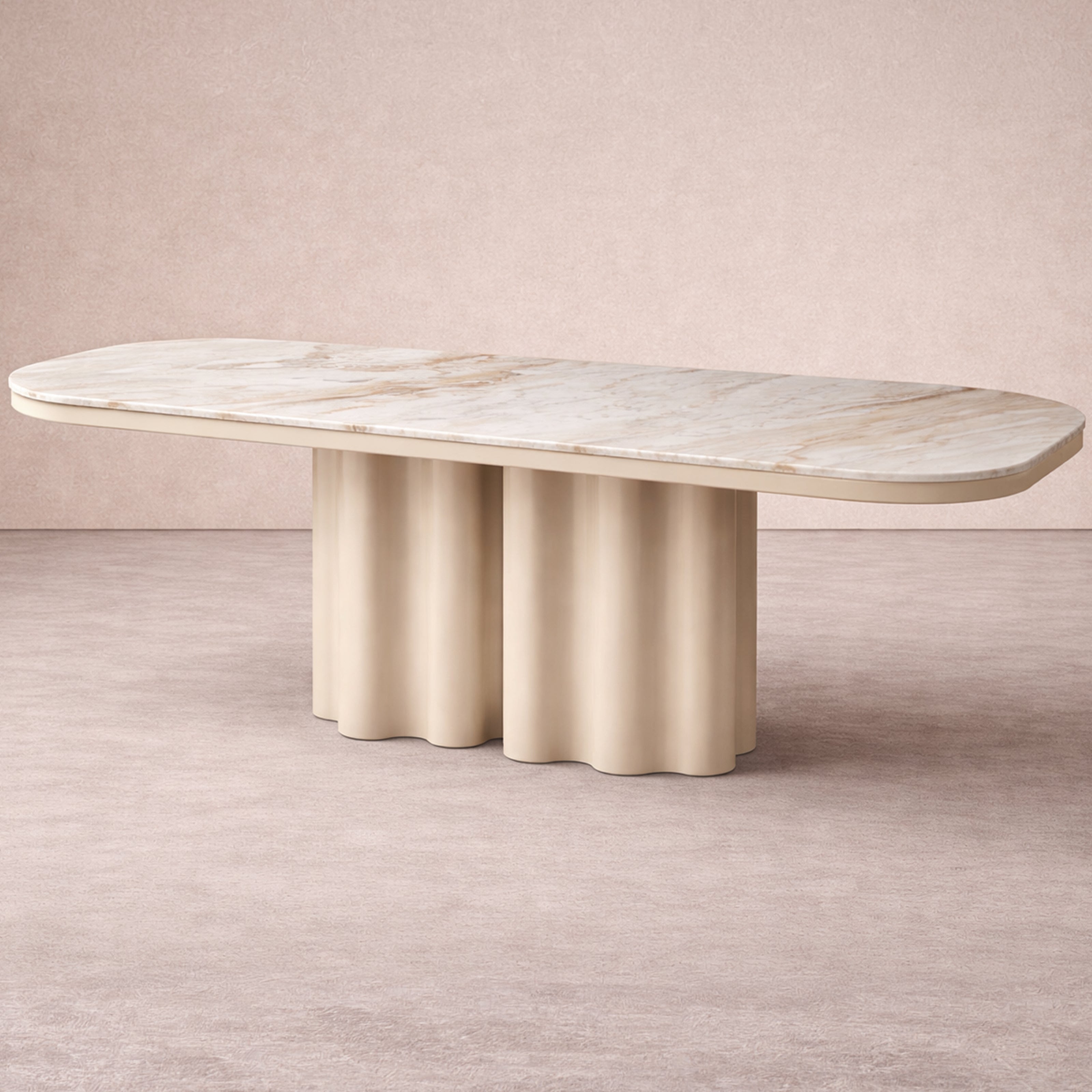 Corinthian Large Dining Table - Kaka Gold Natural Marble & Gloss Ivory by Liang & Eimil