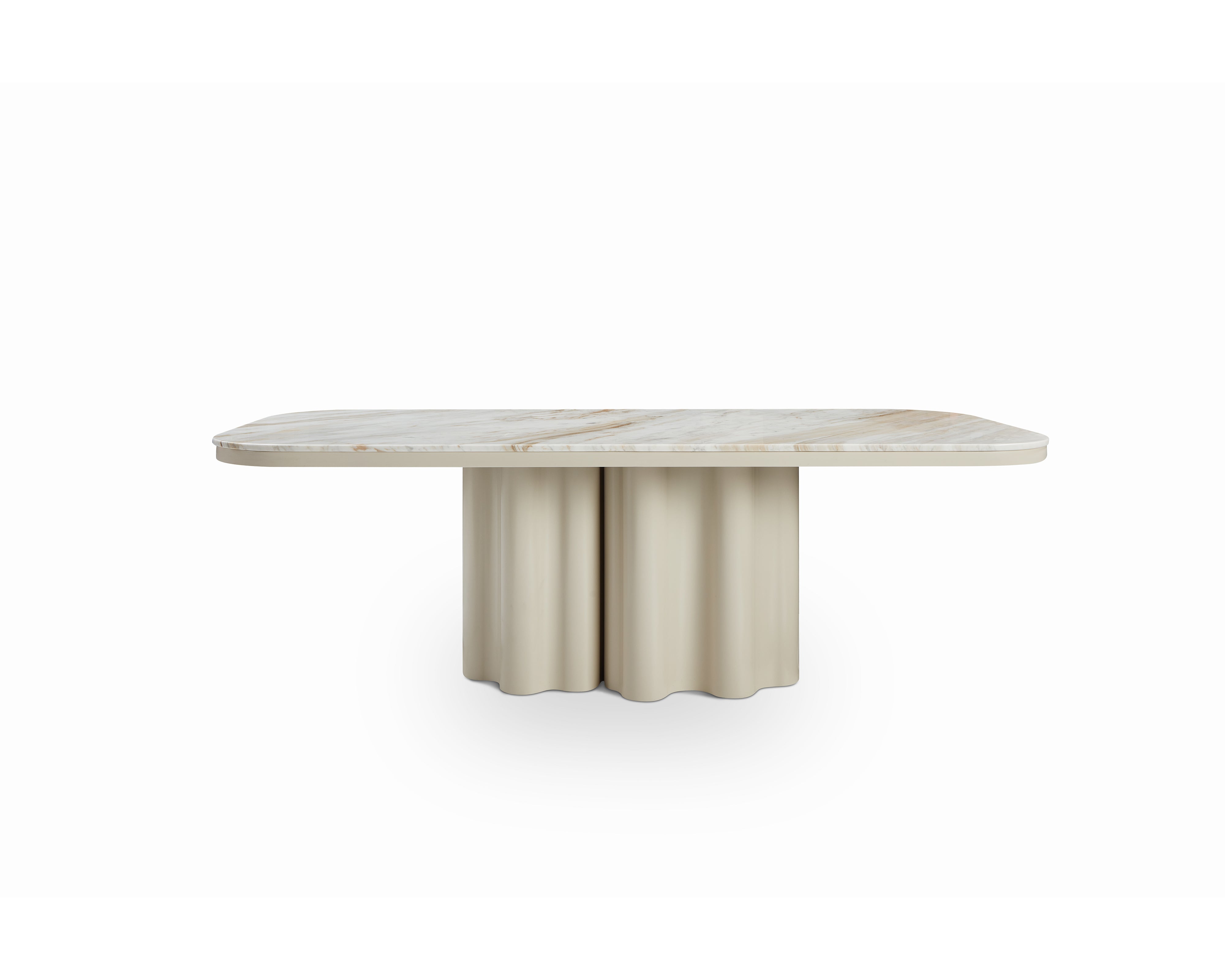 Corinthian Large Dining Table - Kaka Gold Natural Marble & Gloss Ivory by Liang & Eimil