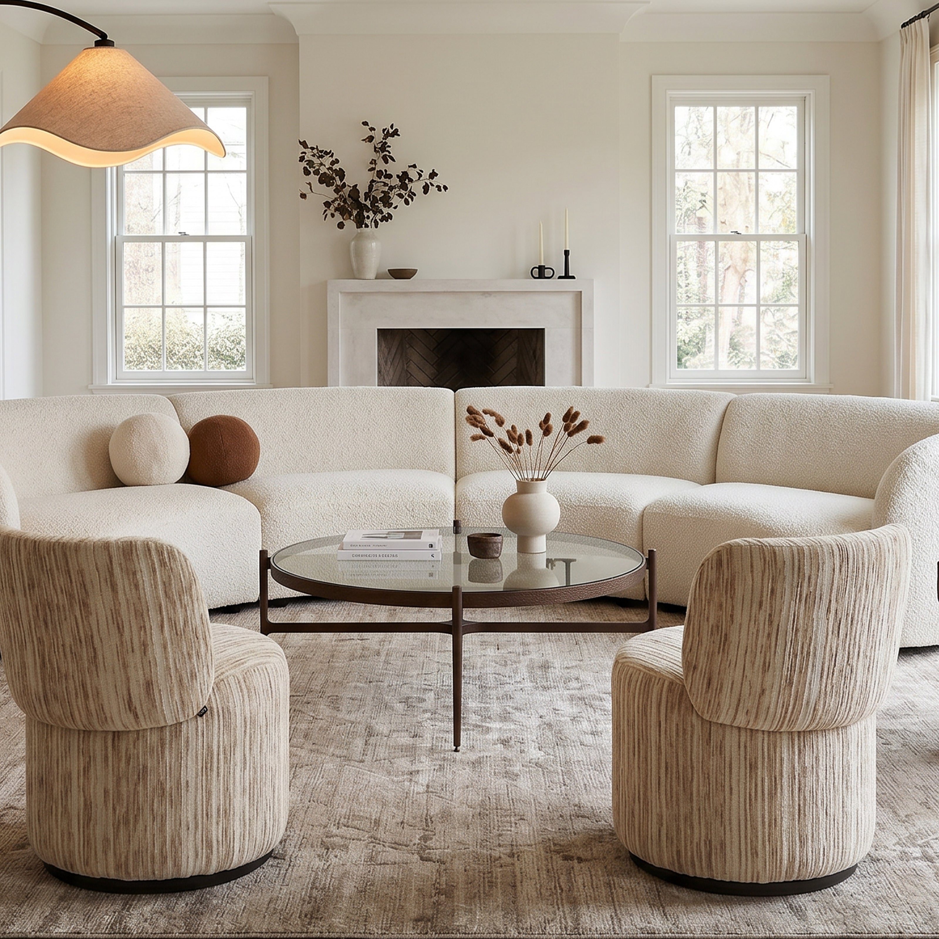 Aura Swivel Occasional Chair - Windsor Beige & Matt Black by Liang & Eimil