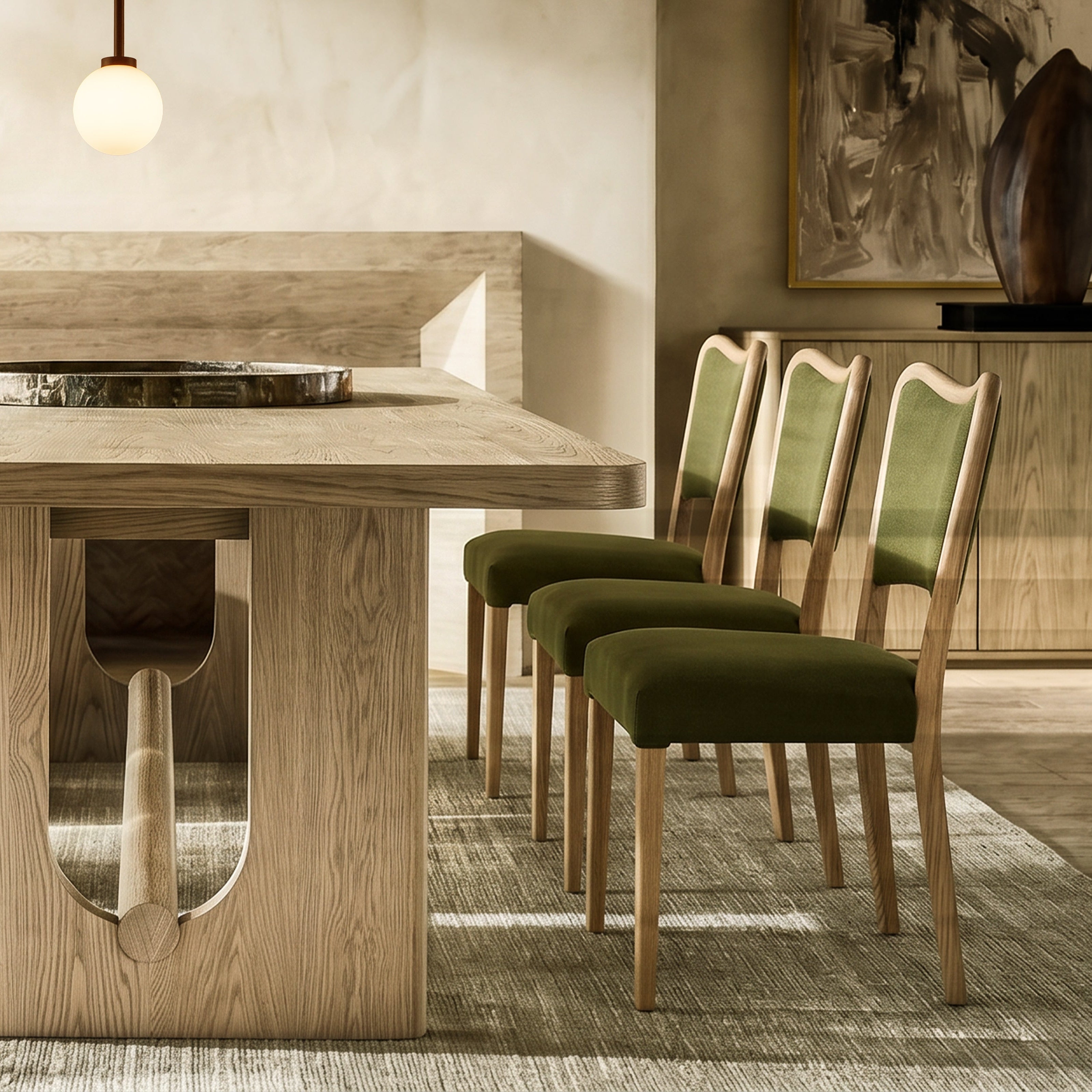 Adelaide Dining Chair - Kaster II Olive & Brushed Natural Wood by Liang & Eimil