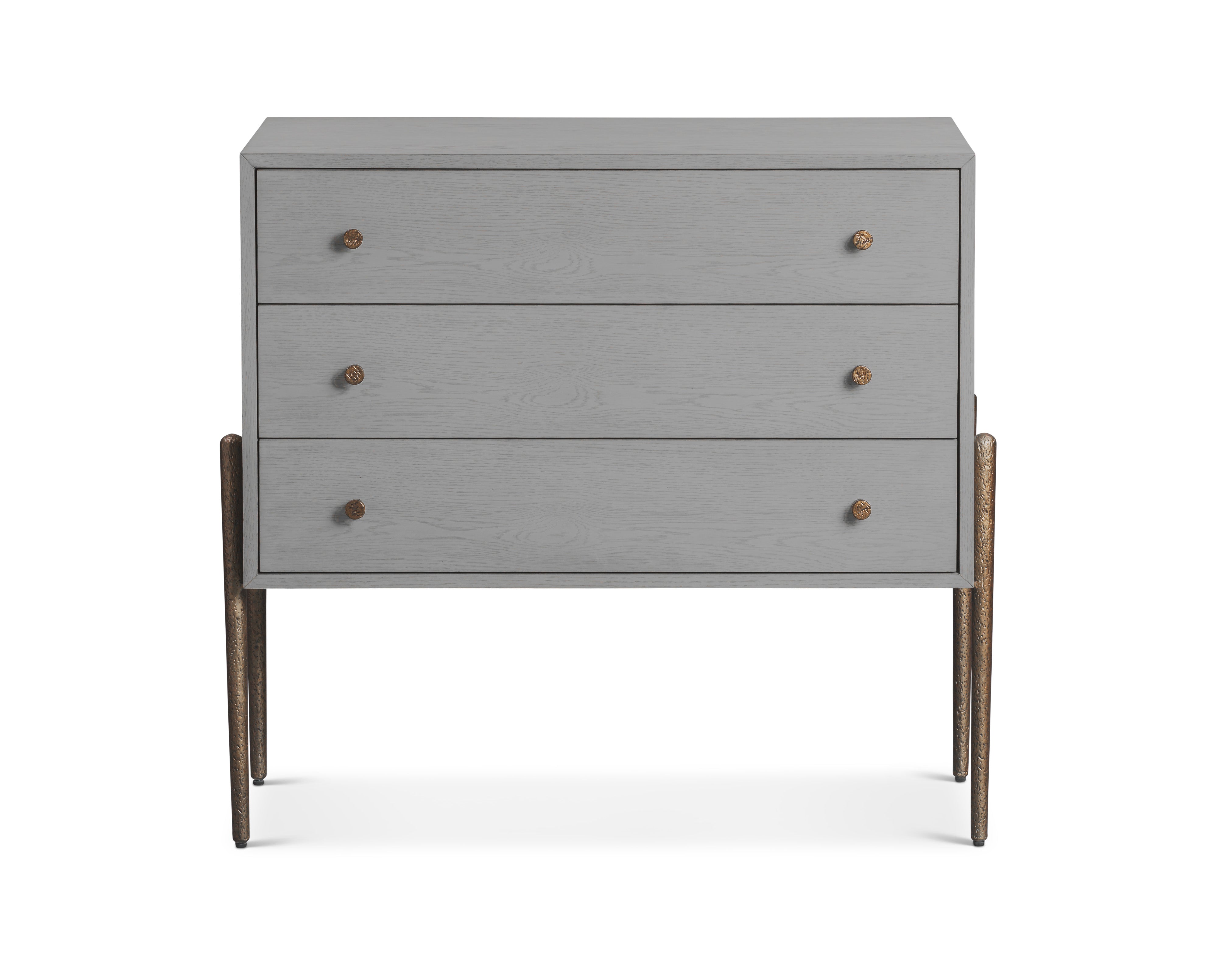 Nella Chest Of Drawers in London Fog & Hammered Dark Bronze 3 Drawer by Liang & Eimil
